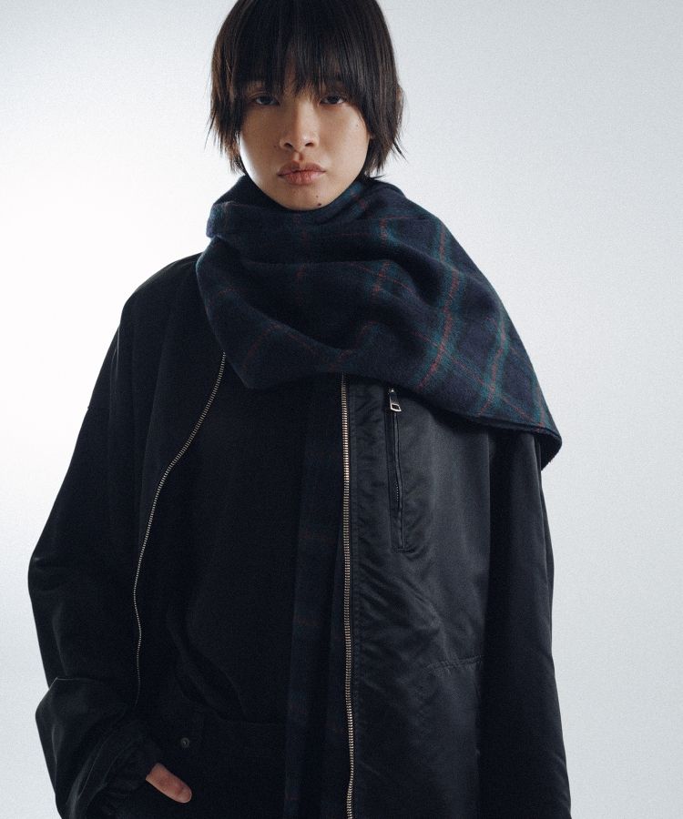 Silk Facing Hooded Scarf Jacket