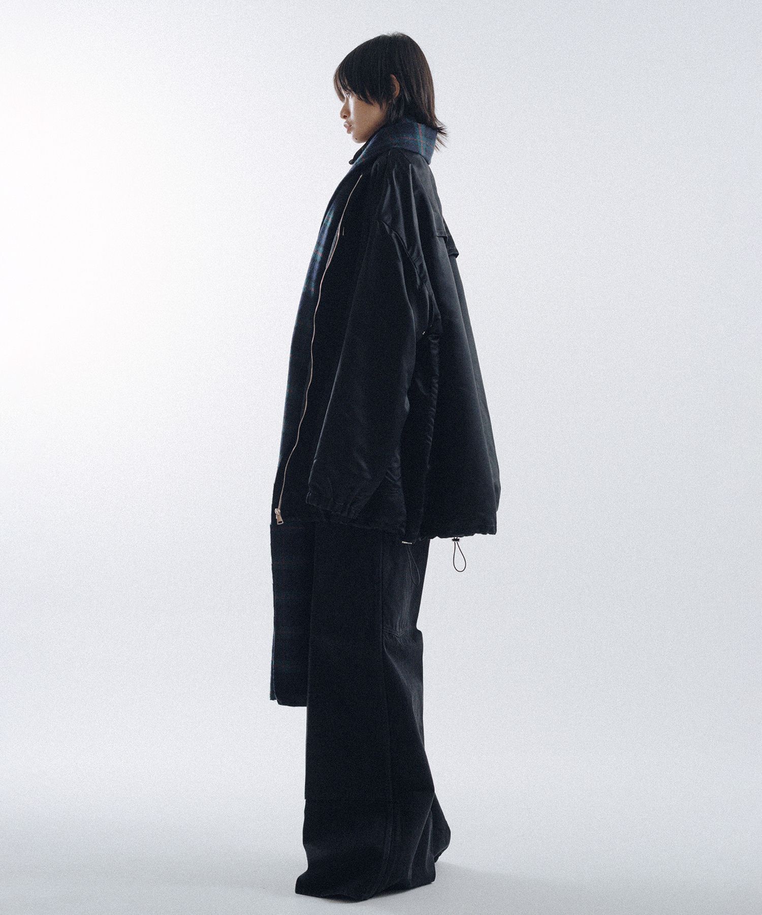 Silk Facing Hooded Scarf Jacket