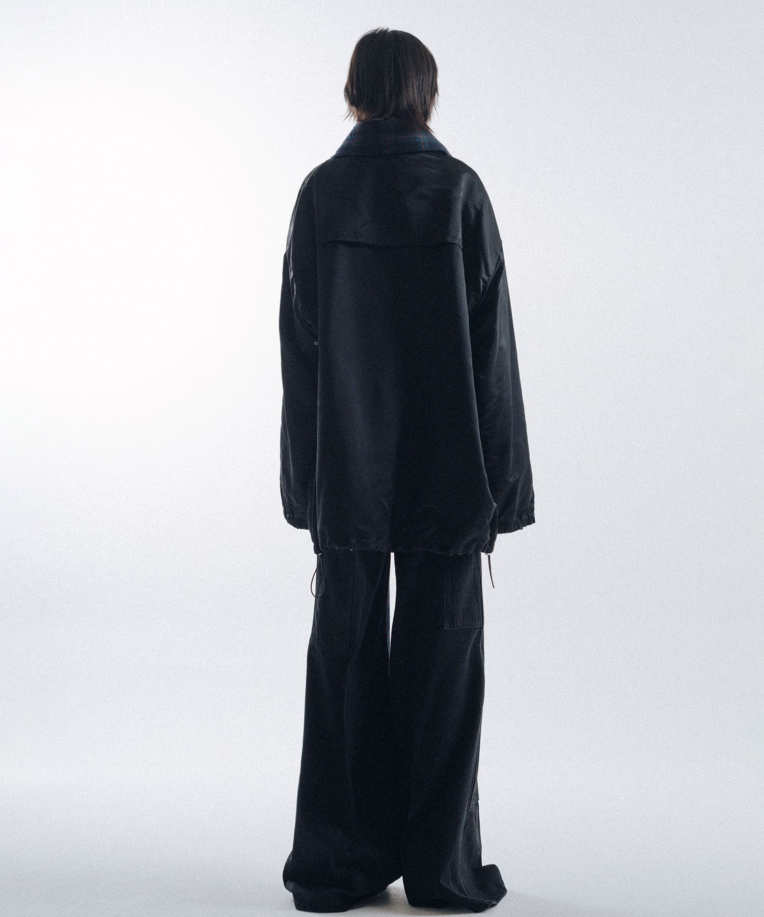 Silk Facing Hooded Scarf Jacket