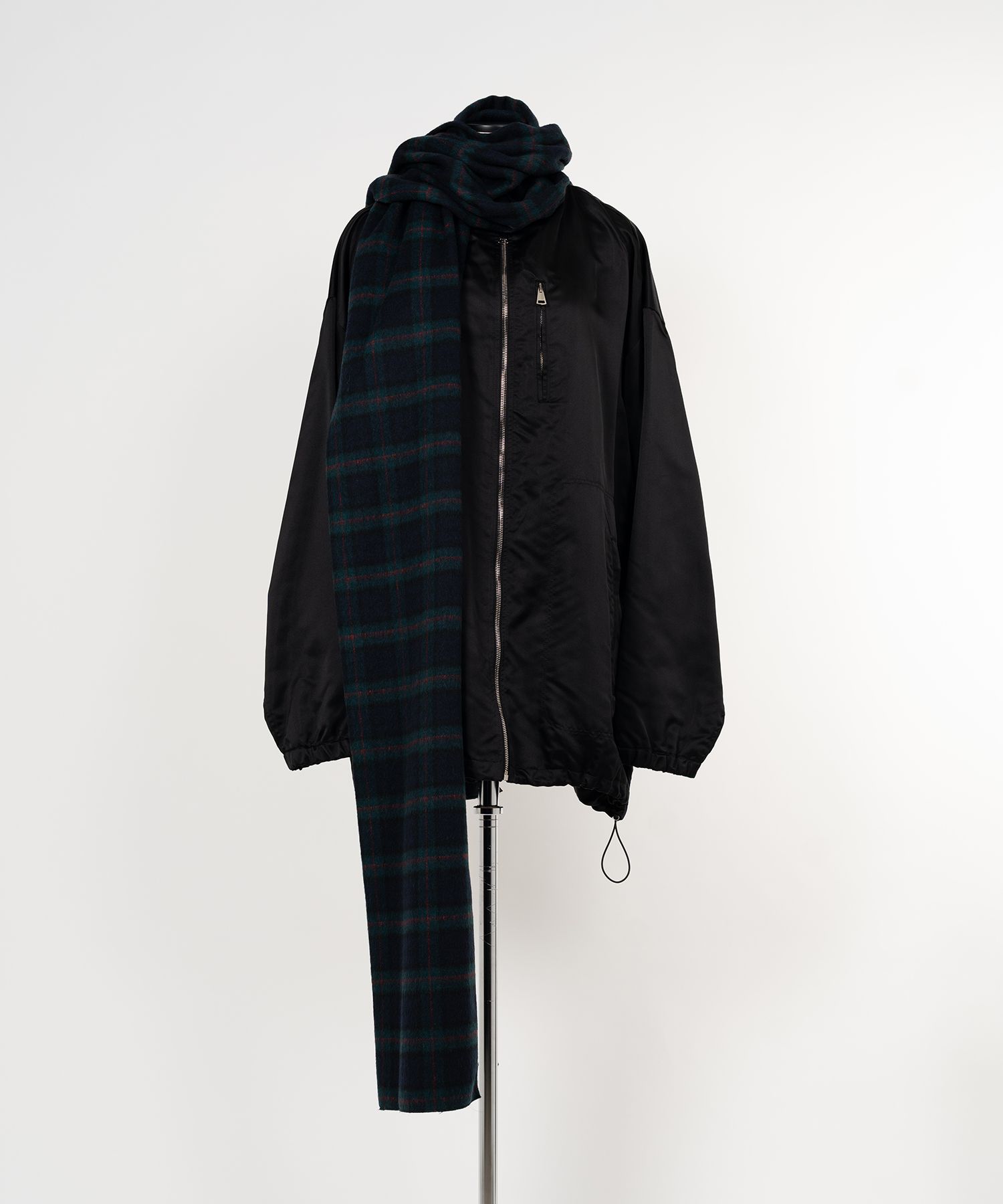 Silk Facing Hooded Scarf Jacket