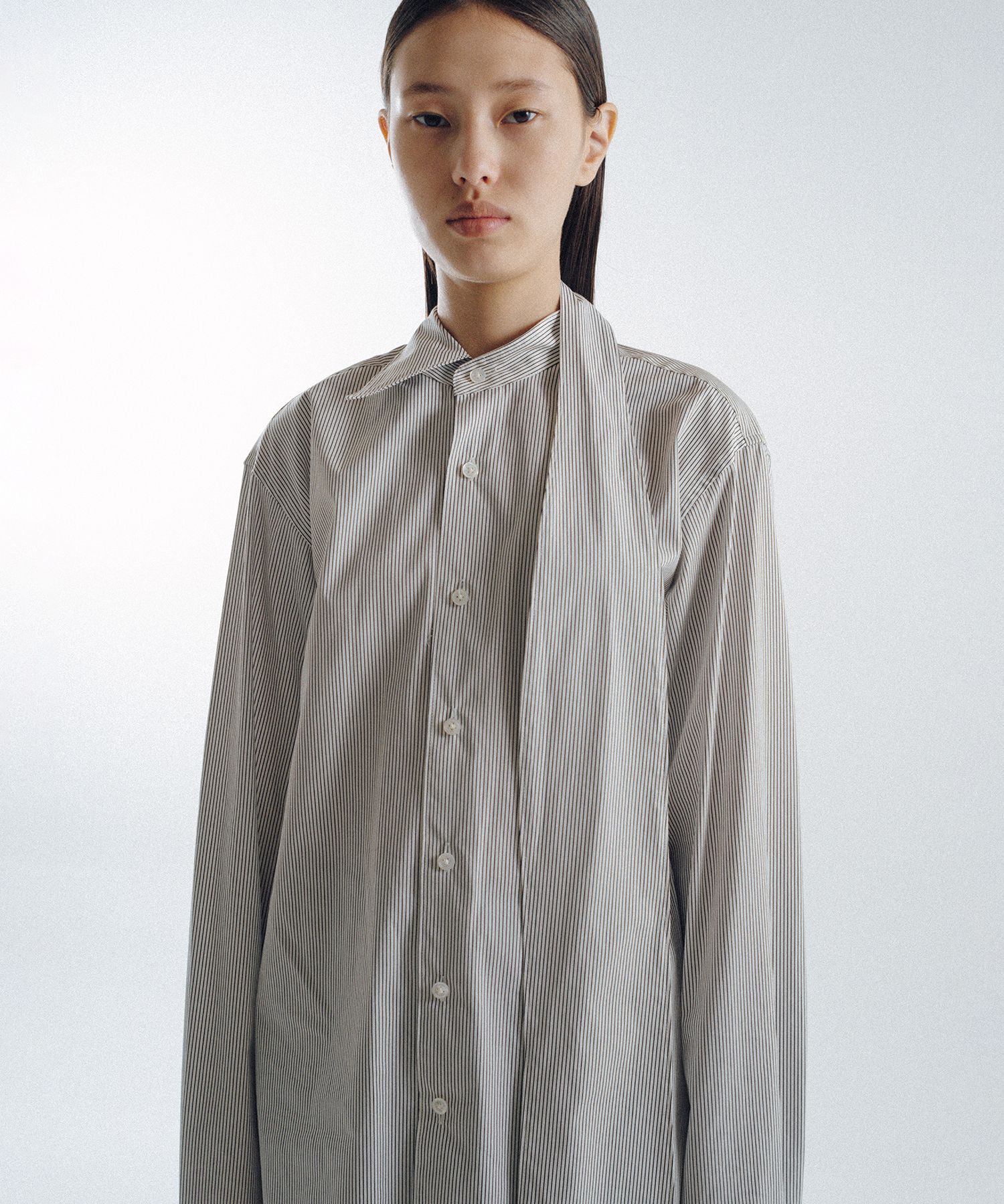 Stripe Long Collar Shirt