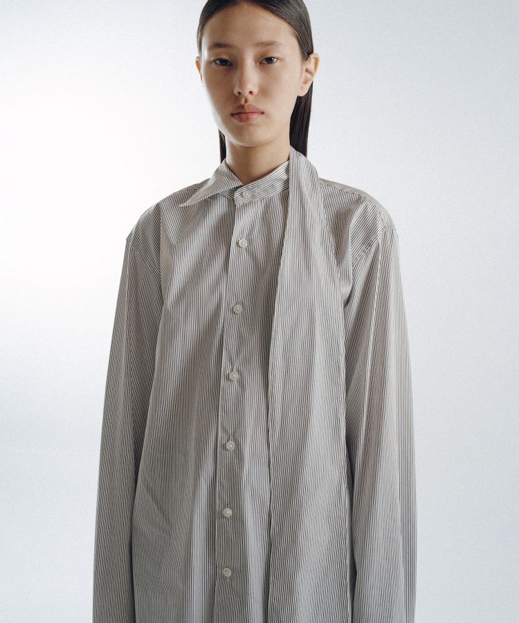Stripe Long Collar Shirt