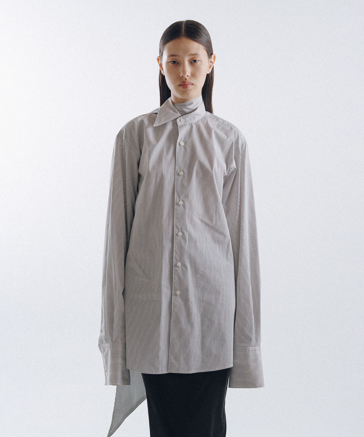 Stripe Long Collar Shirt