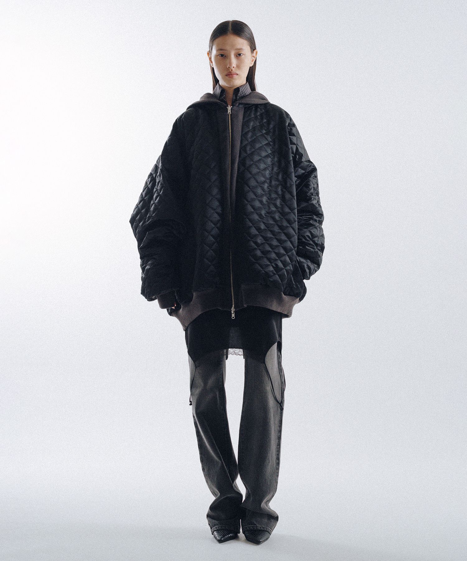 Quilted Silk Lining Hoodie