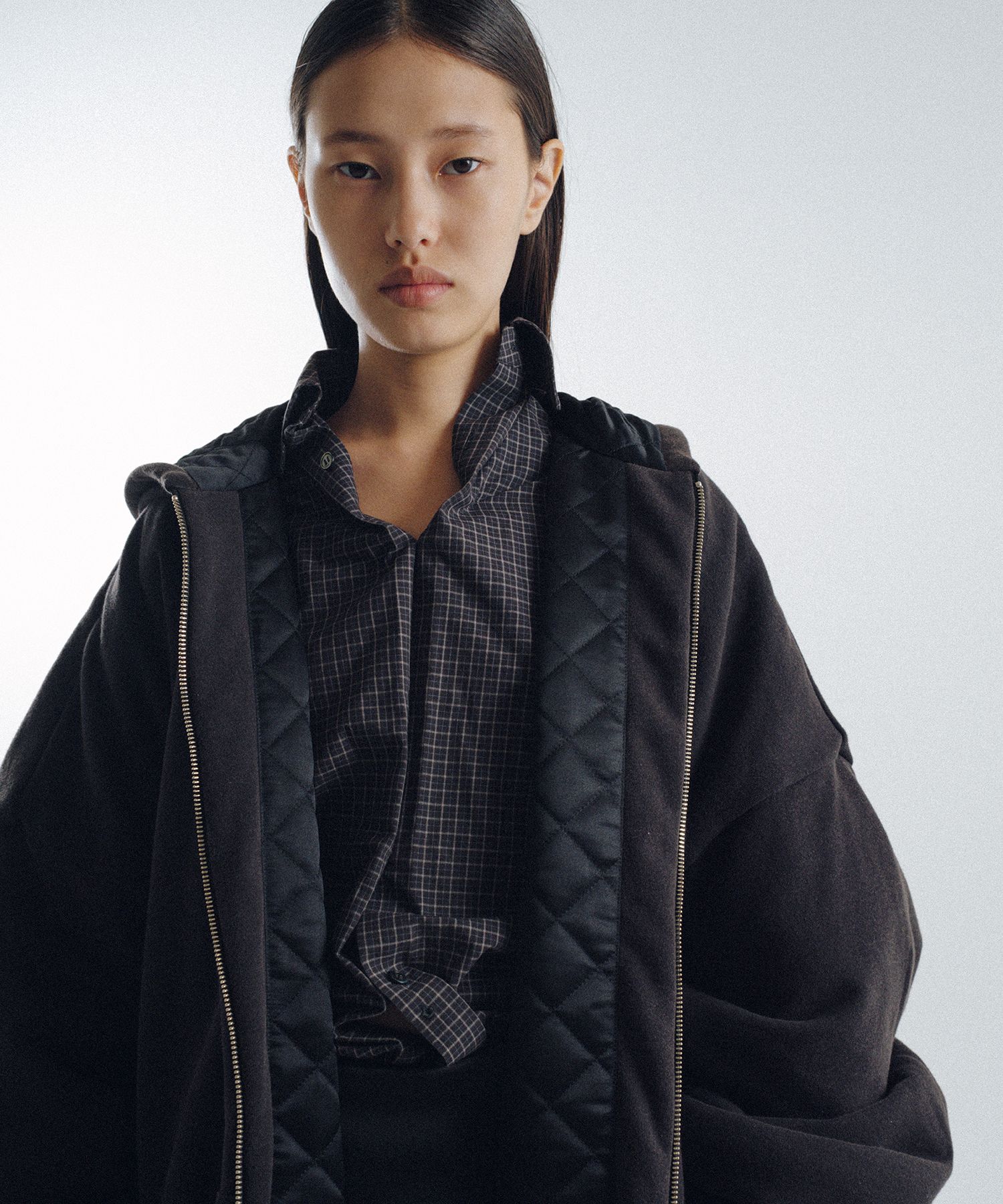 Quilted Silk Lining Hoodie