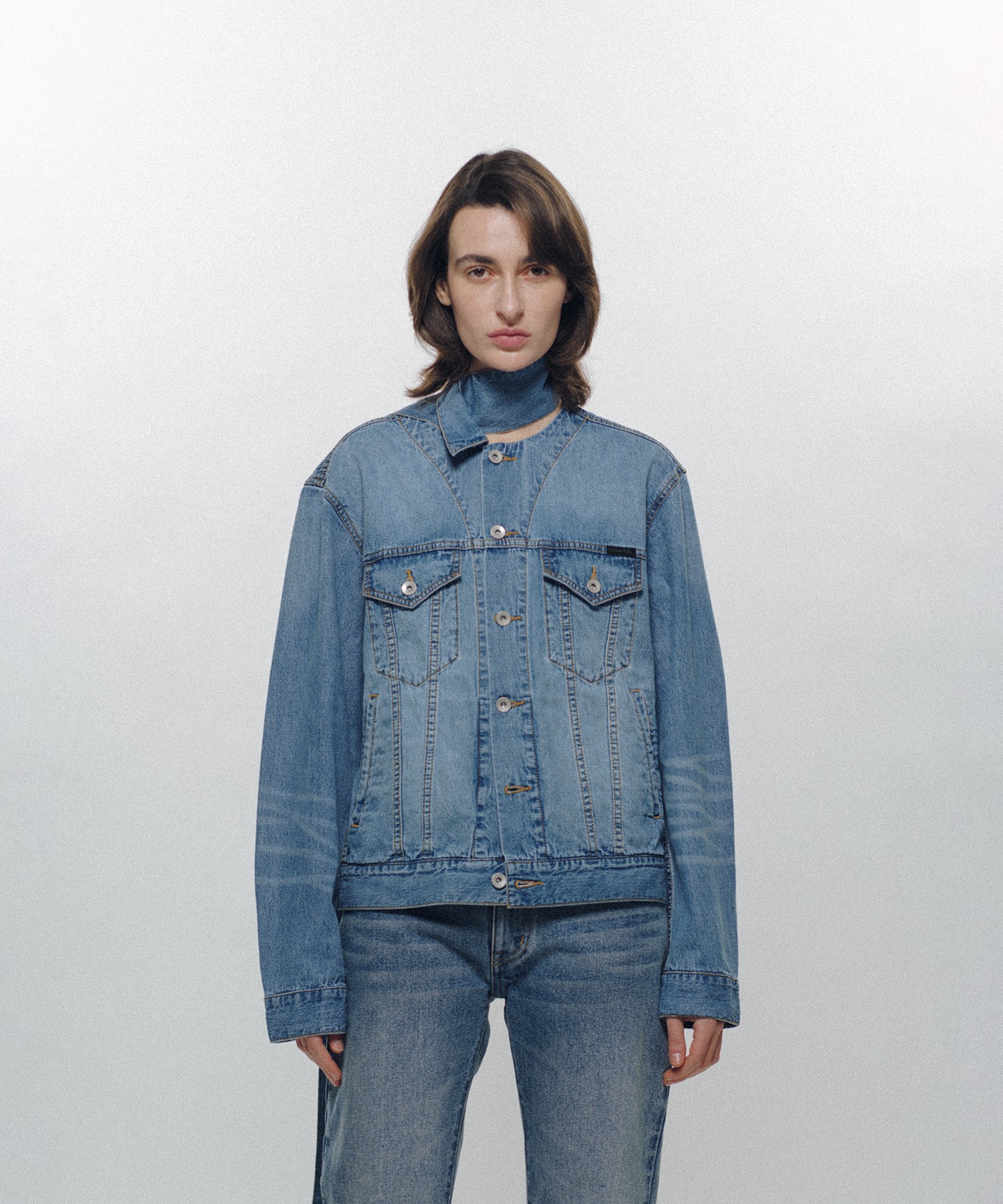 Long Collar Denim Jacket
