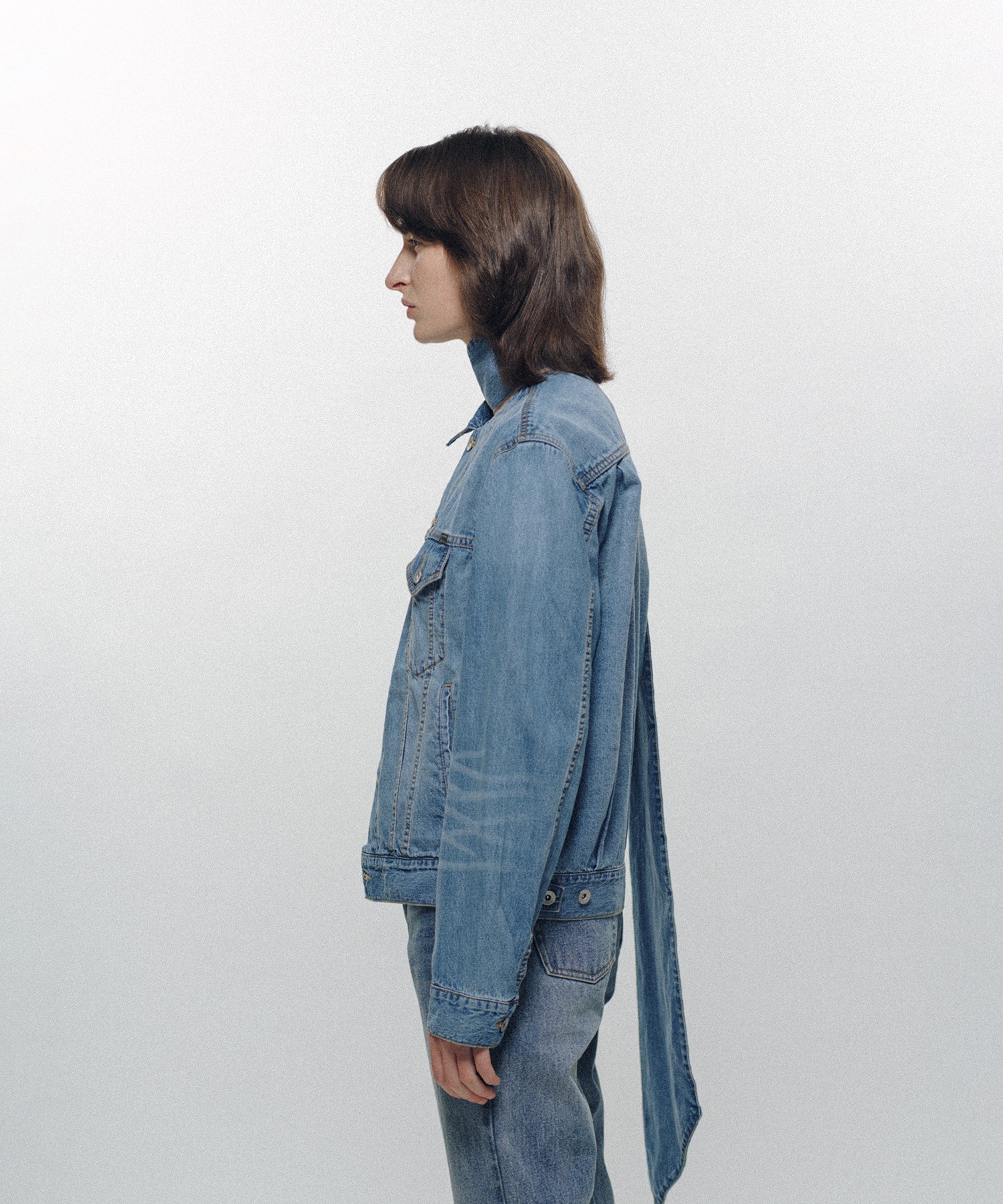 Long Collar Denim Jacket