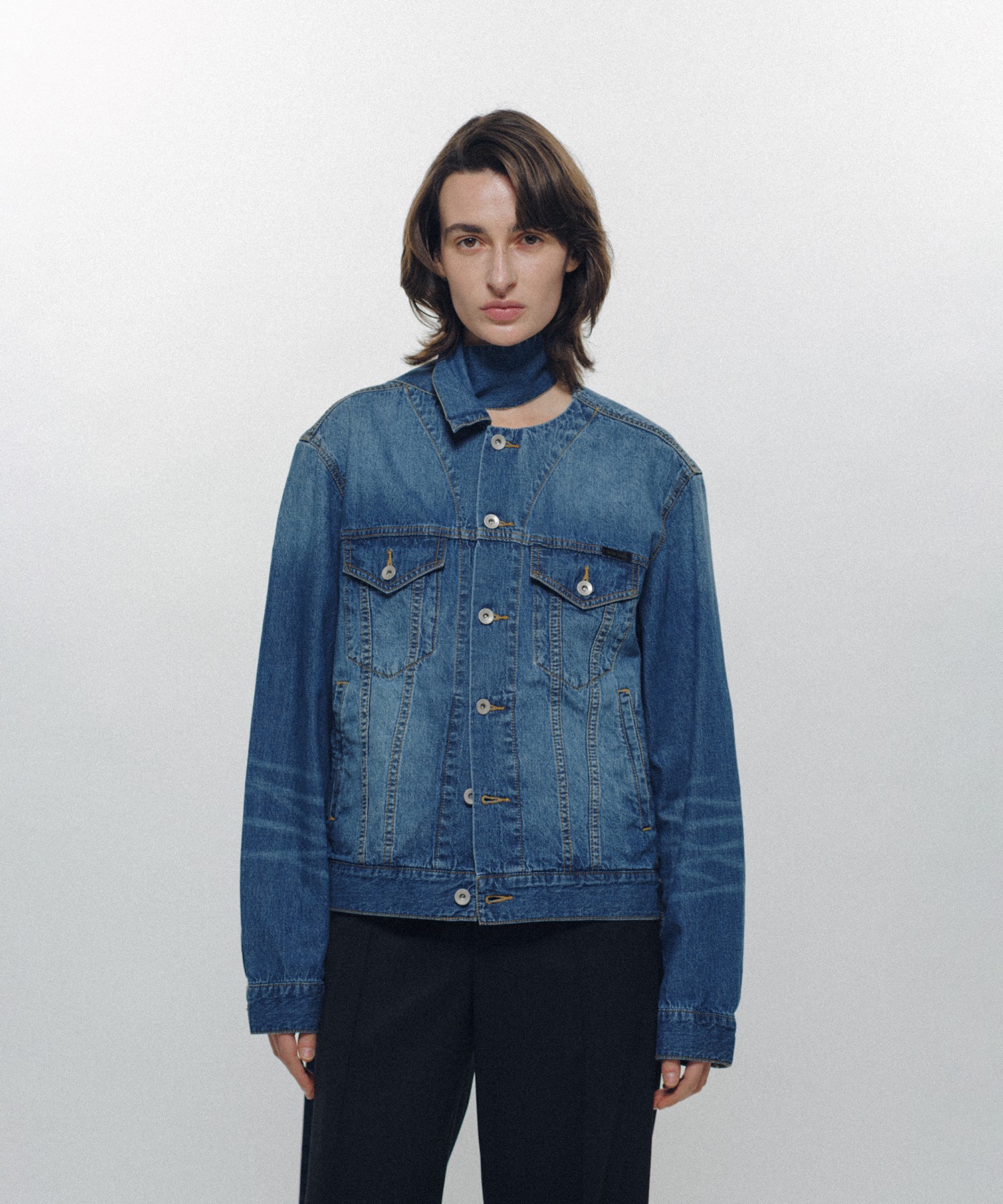 Long Collar Denim Jacket