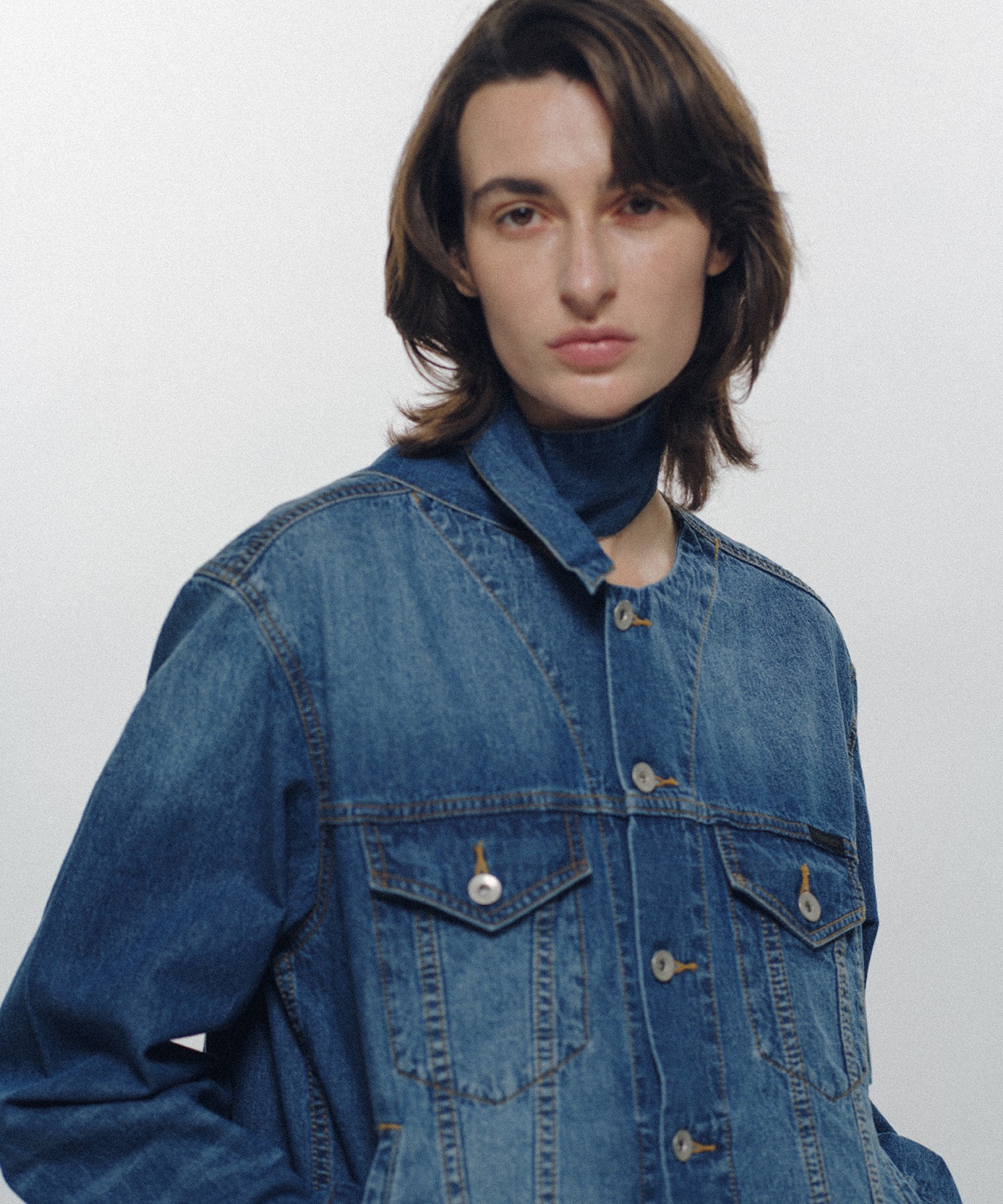 Long Collar Denim Jacket