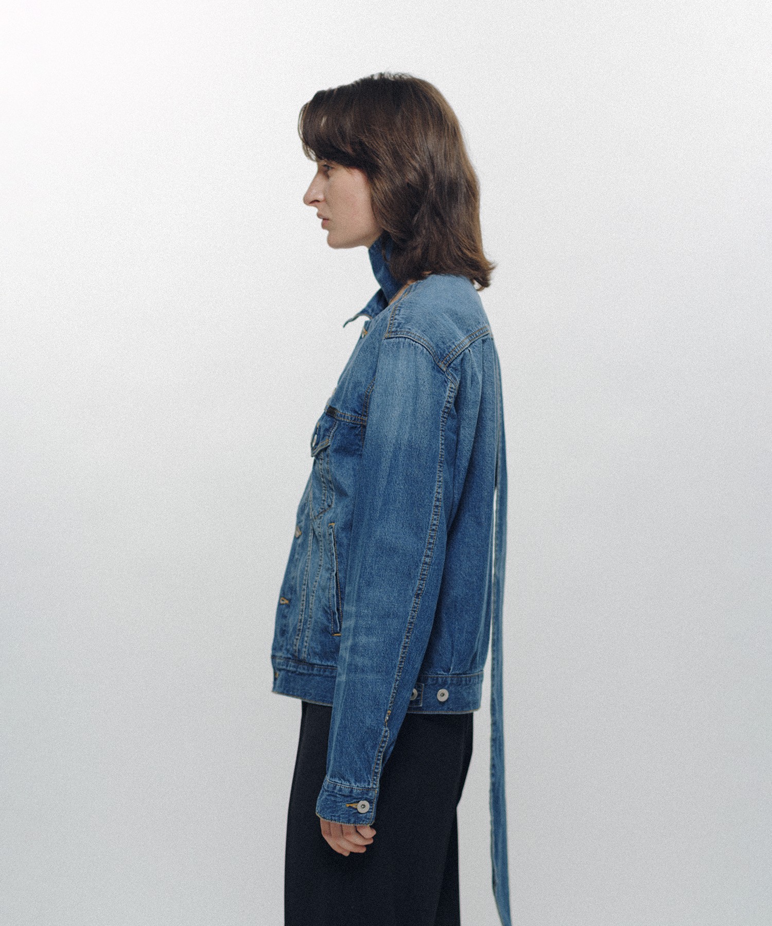 Long Collar Denim Jacket