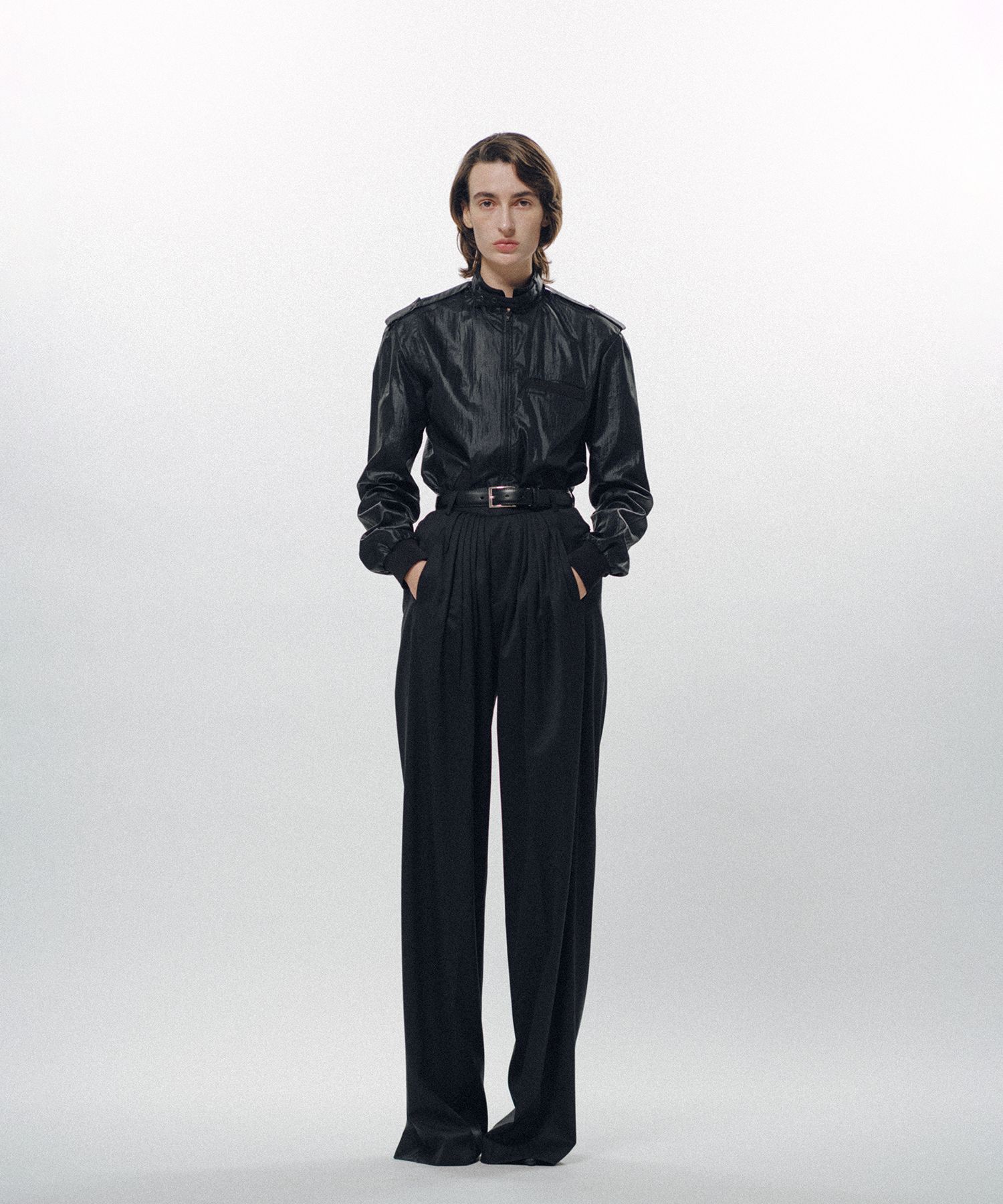 Forward-Gathered Tuck Trousers