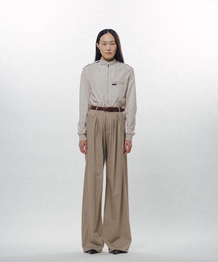 Forward-Gathered Tuck Trousers