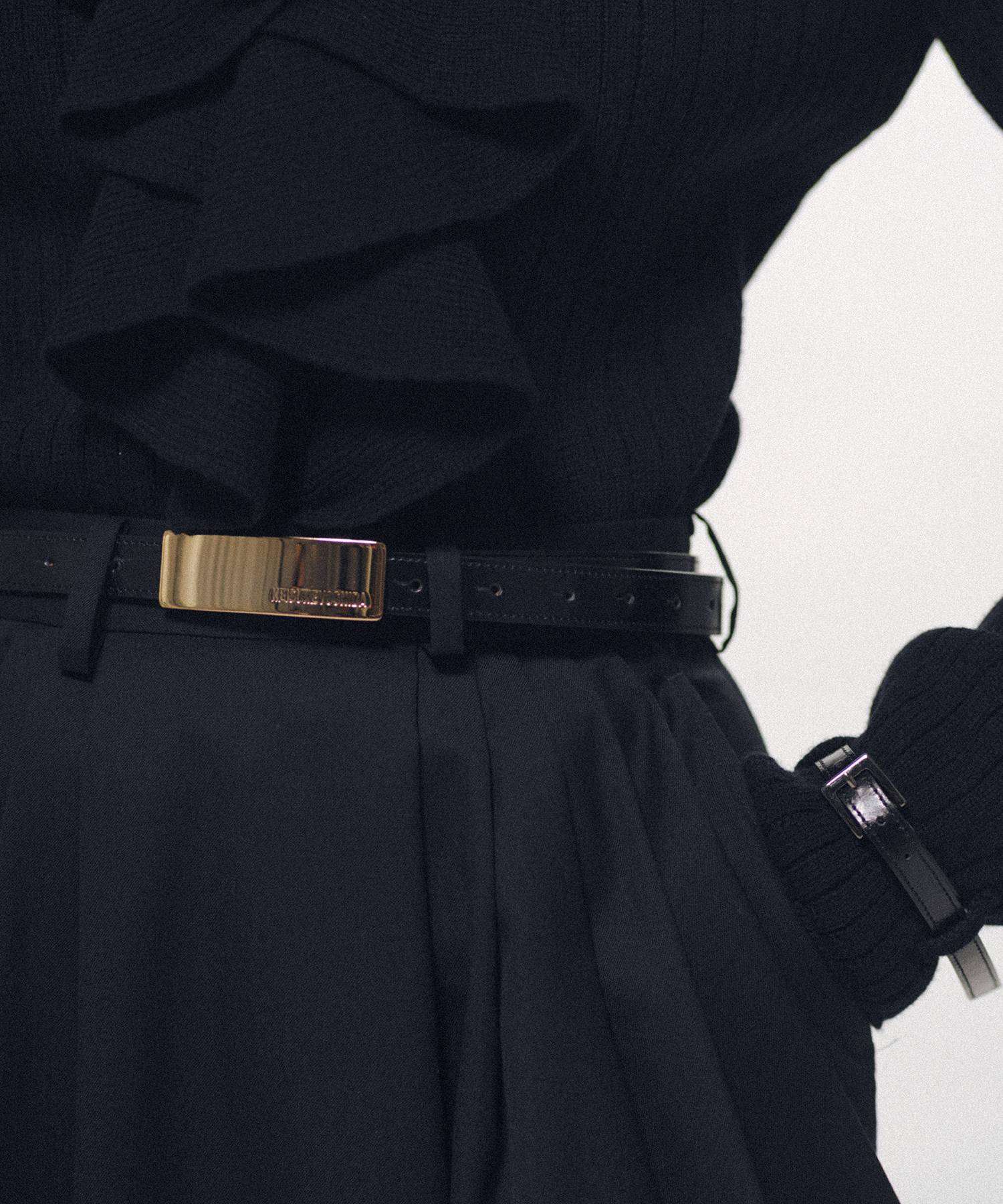 Square Metal Buckle Belt Black