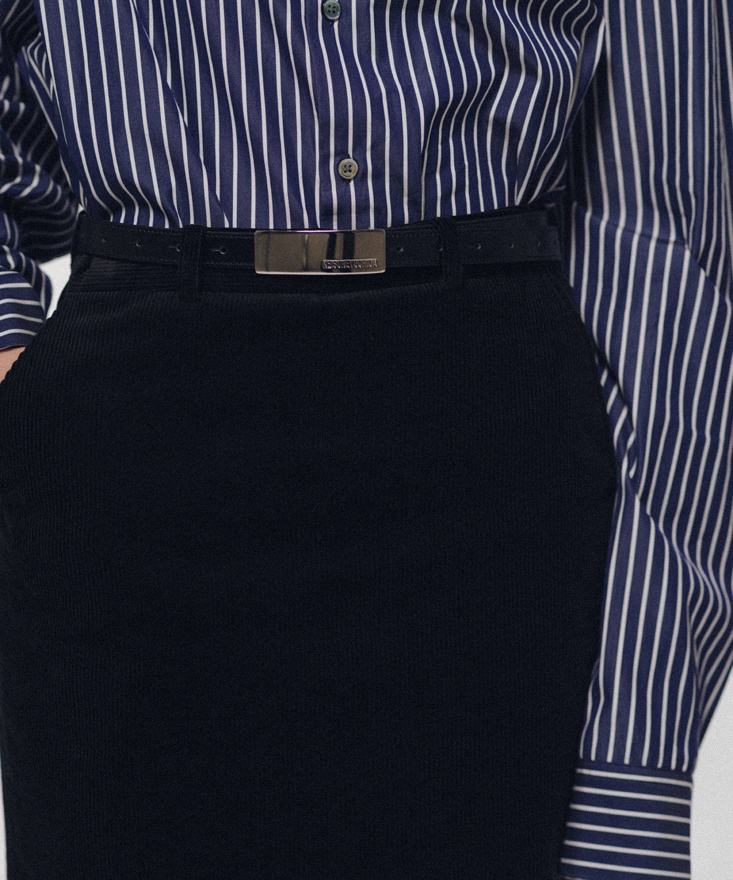 Square Metal Buckle Belt Black