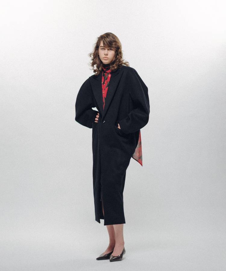 Cocoon-Shaped Chesterfield Coat