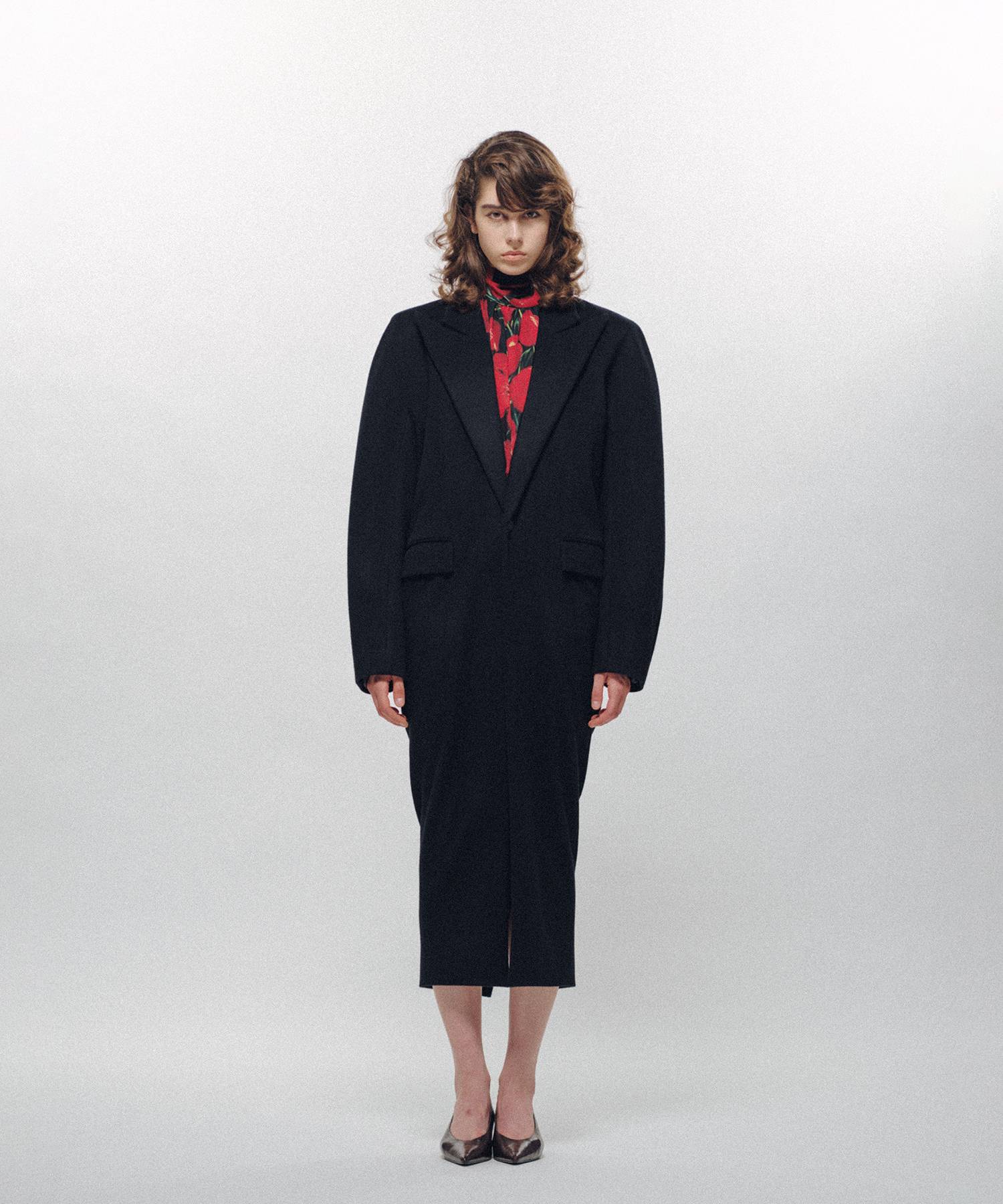 Cocoon-Shaped Chesterfield Coat