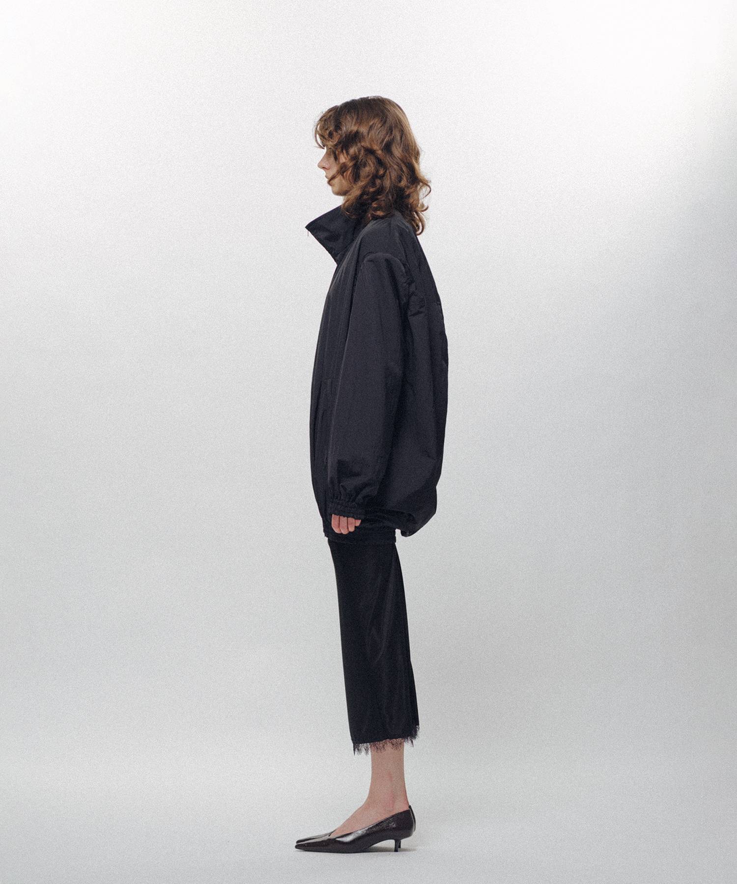 Cocoon-Shaped Nylon Jacket