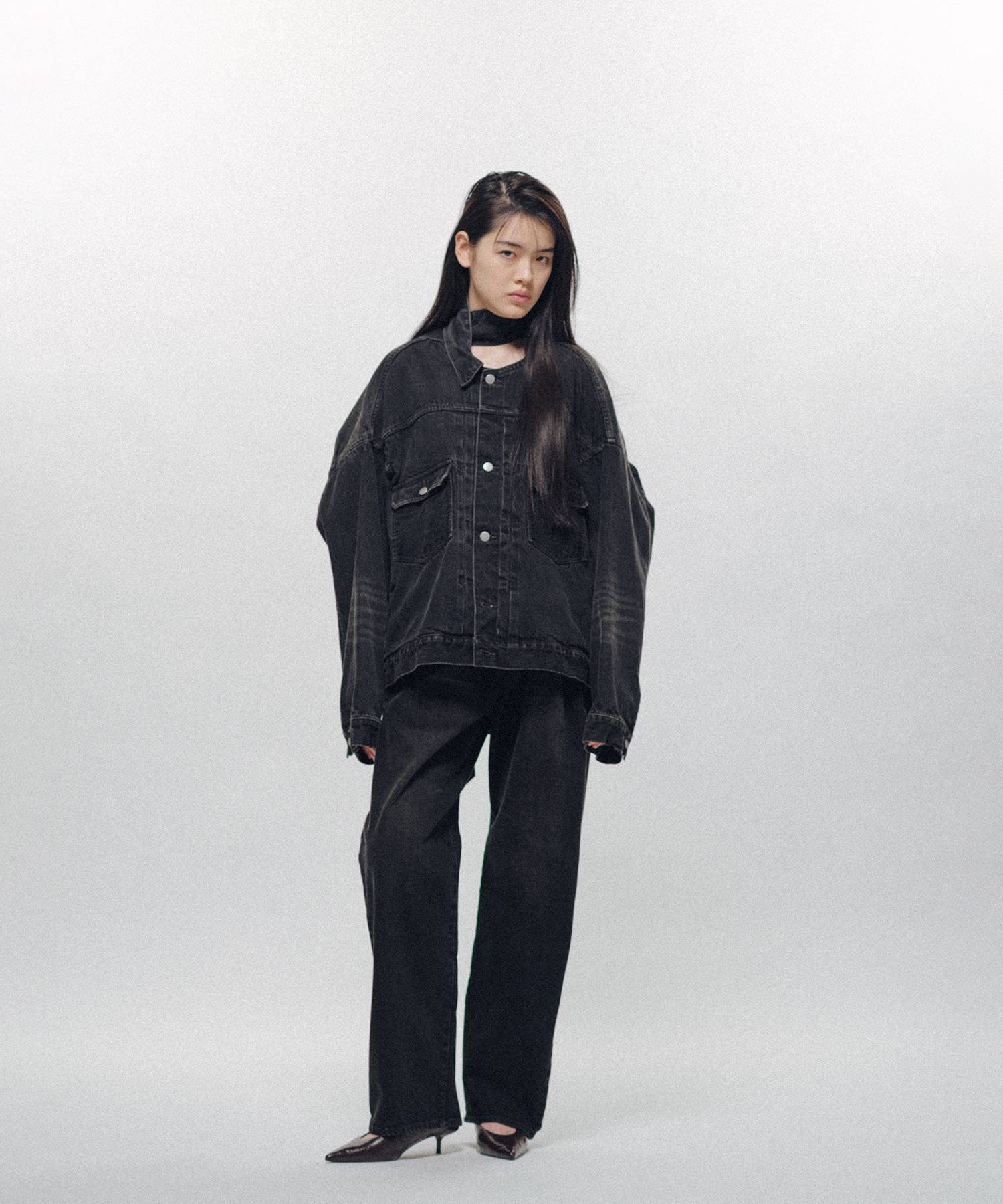 Denim Long Collar Jacket