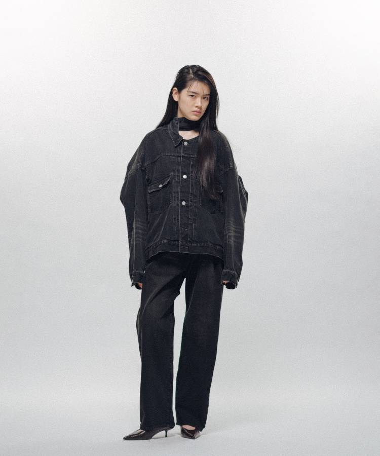 Denim Long Collar Jacket