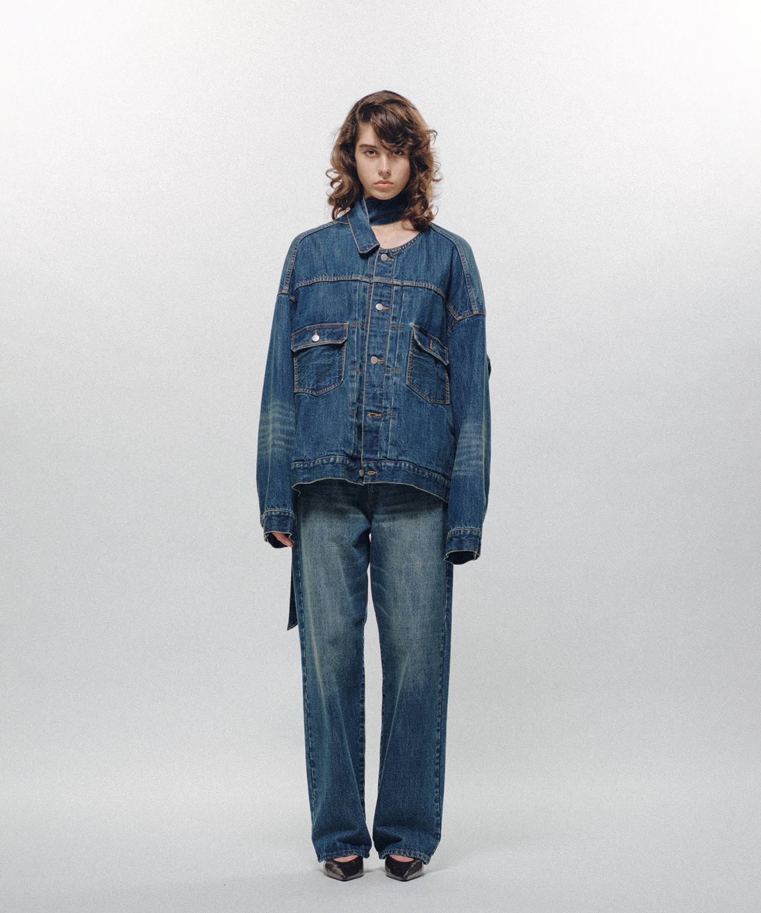 Denim Long Collar Jacket