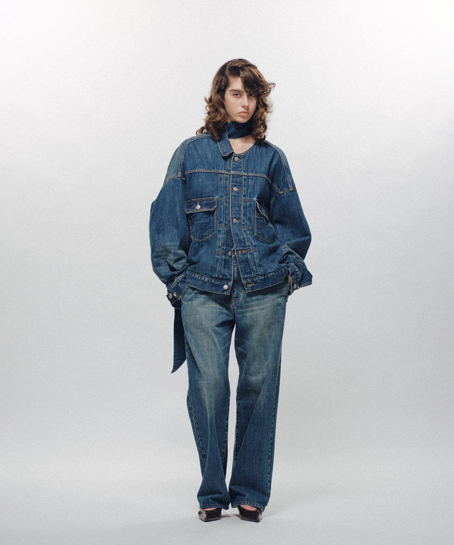 Denim Long Collar Jacket