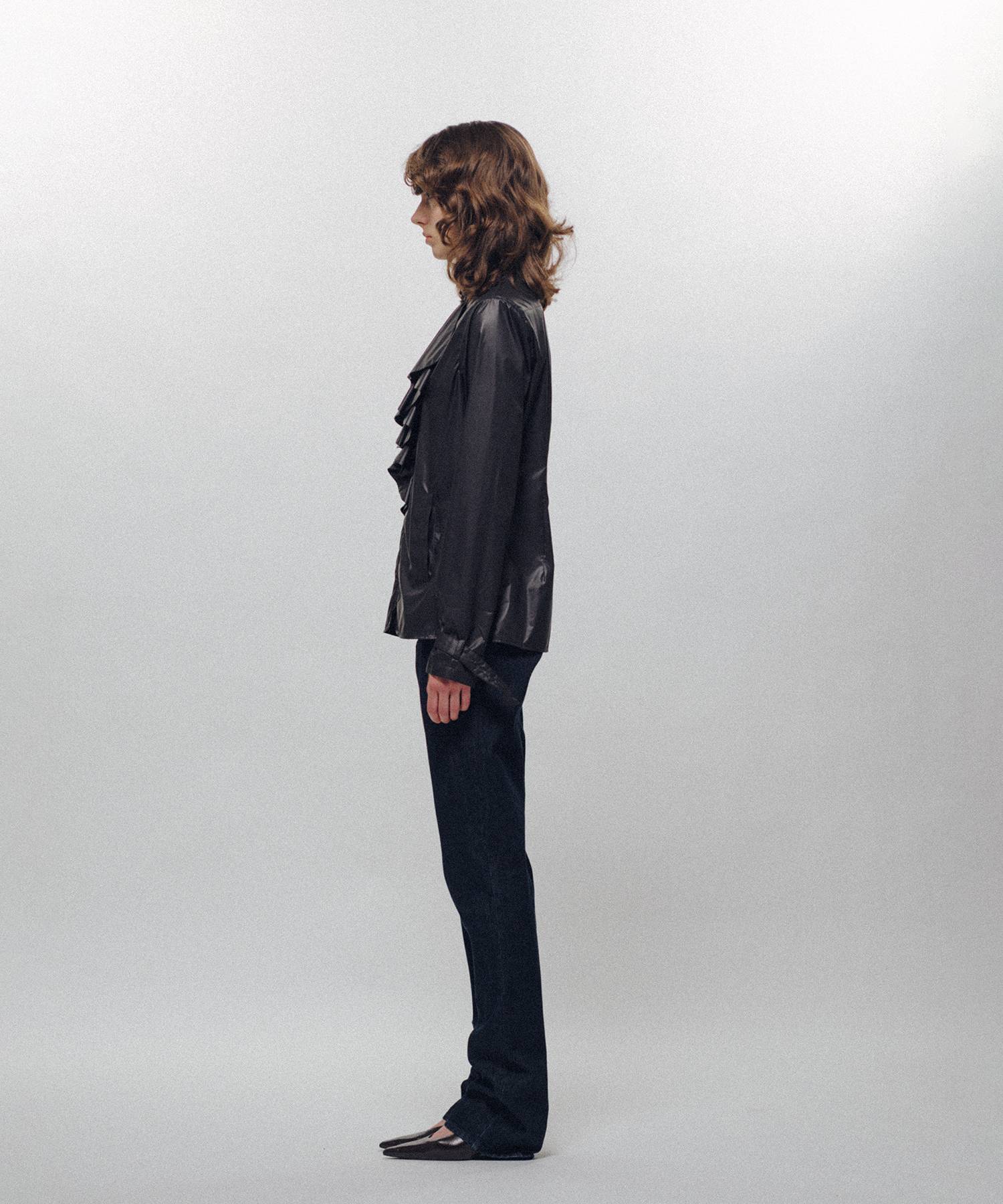 Ruffle-Front Racer Shirt