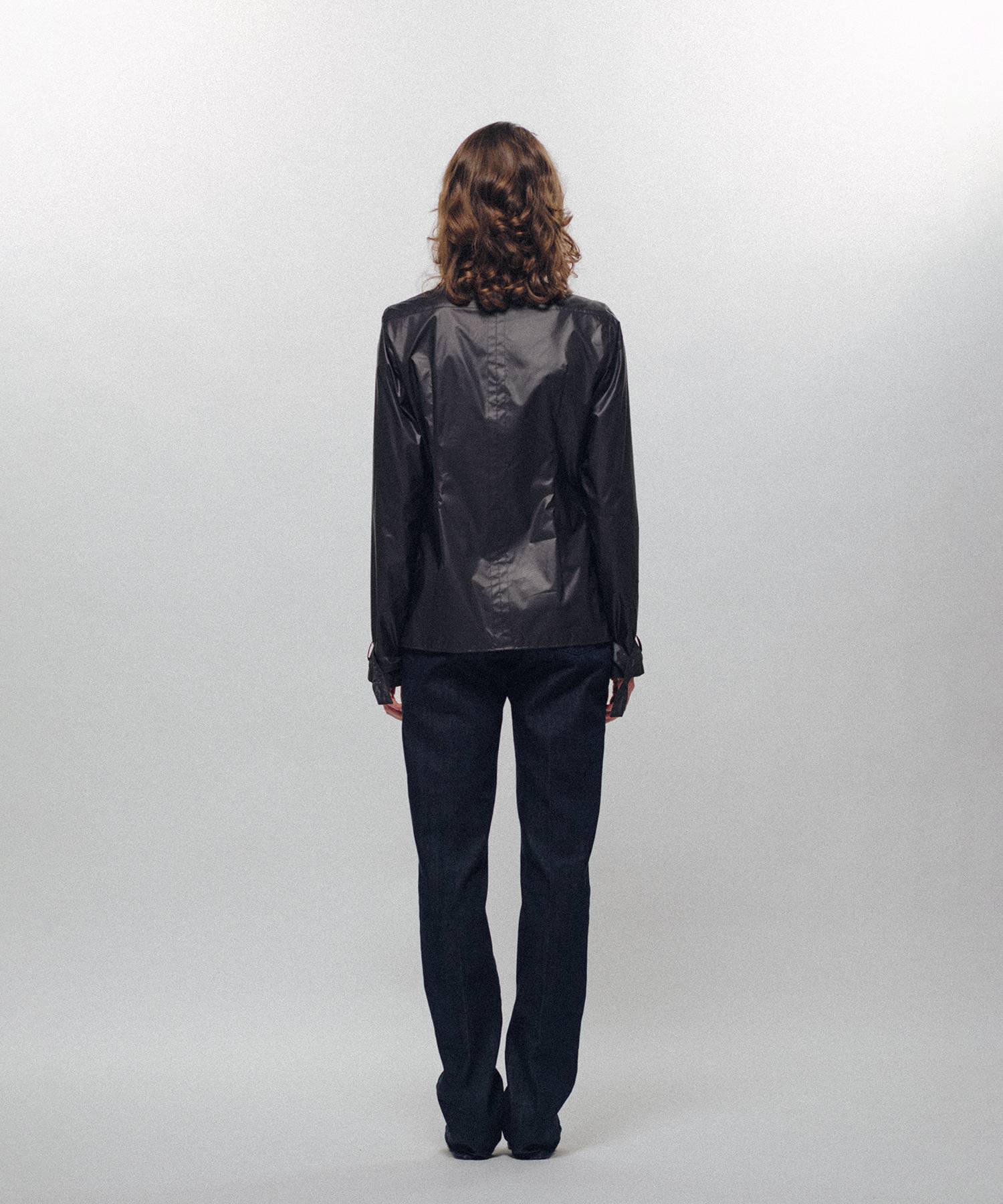 Ruffle-Front Racer Shirt