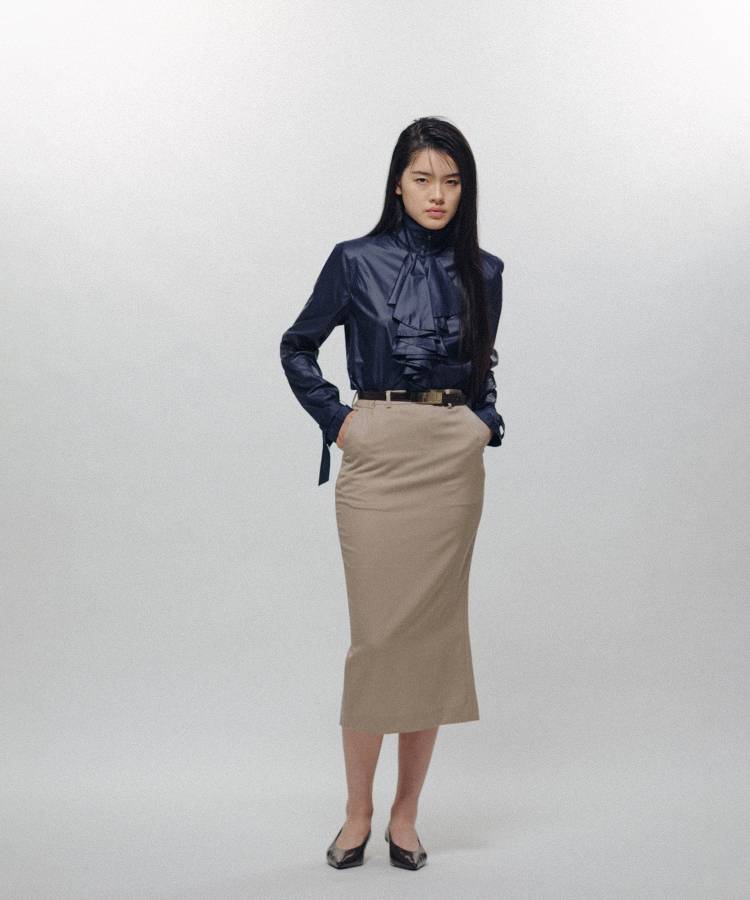 Ruffle-Front Racer Shirt