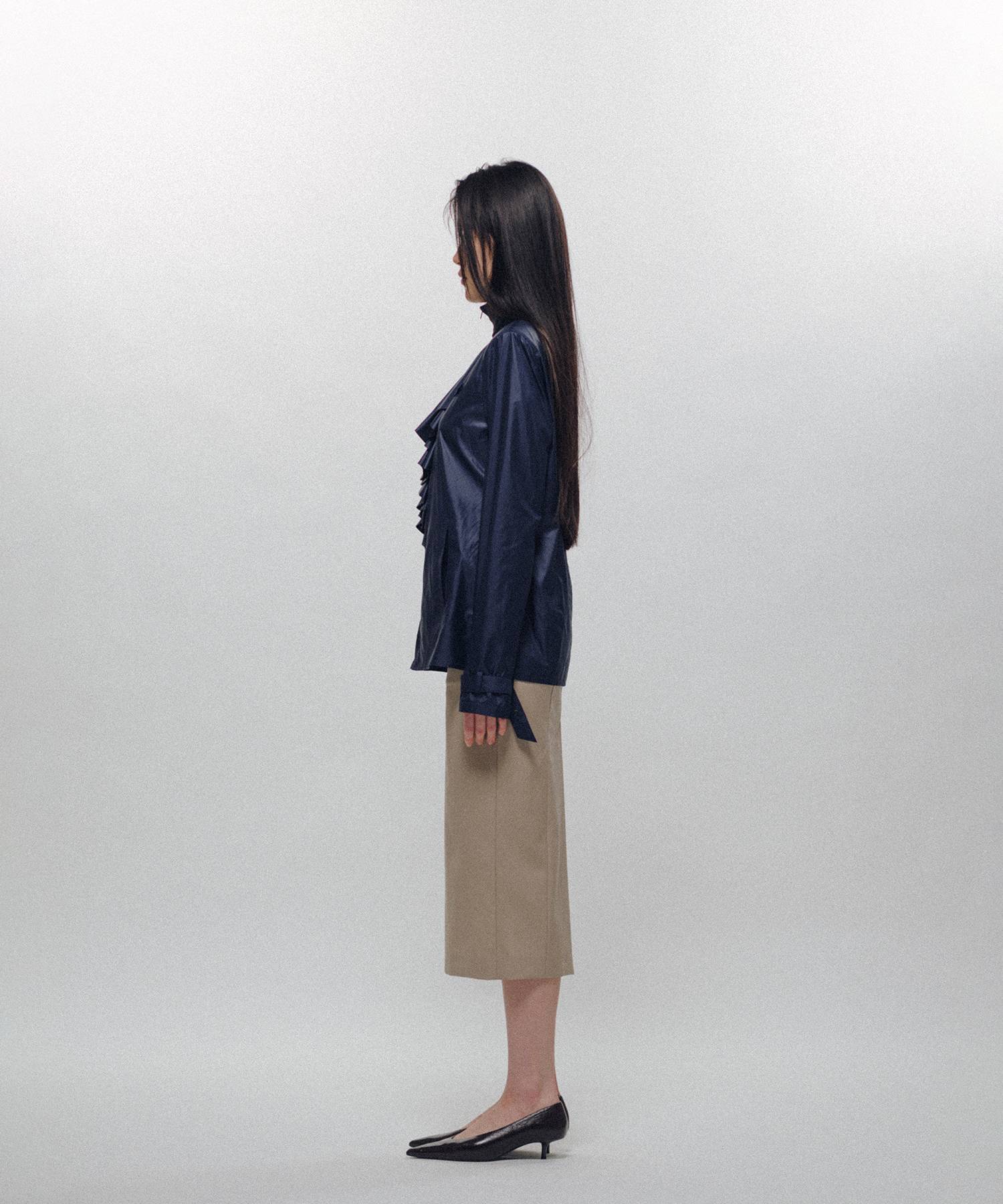 Ruffle-Front Racer Shirt
