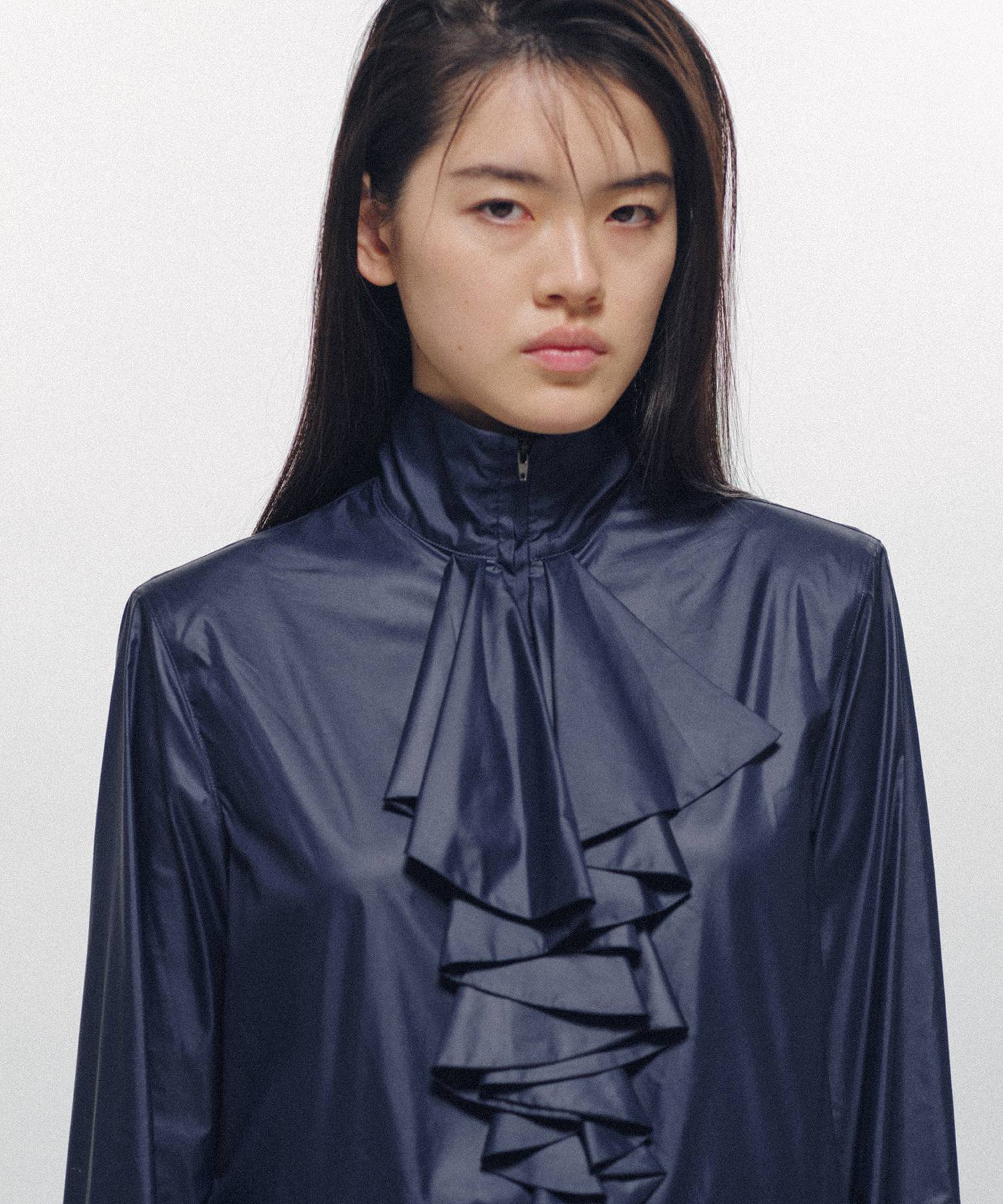 Ruffle-Front Racer Shirt
