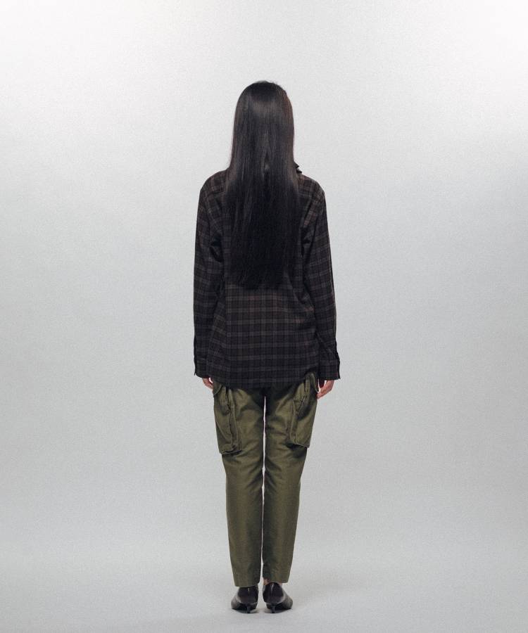 Ruffle-Trimmed Plaid Flannel Shirt