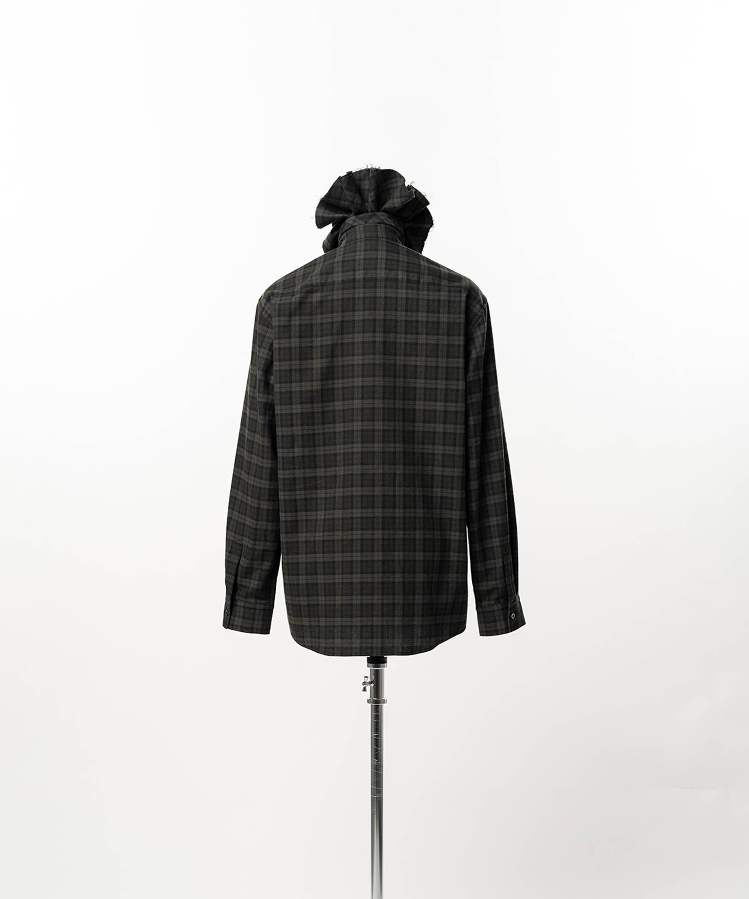 Ruffle-Trimmed Plaid Flannel Shirt