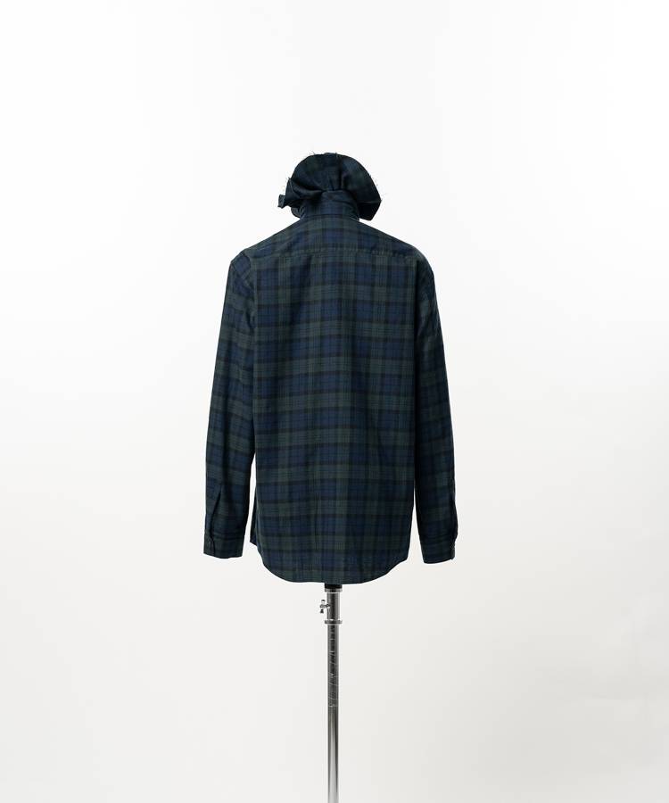 Ruffle-Trimmed Plaid Flannel Shirt