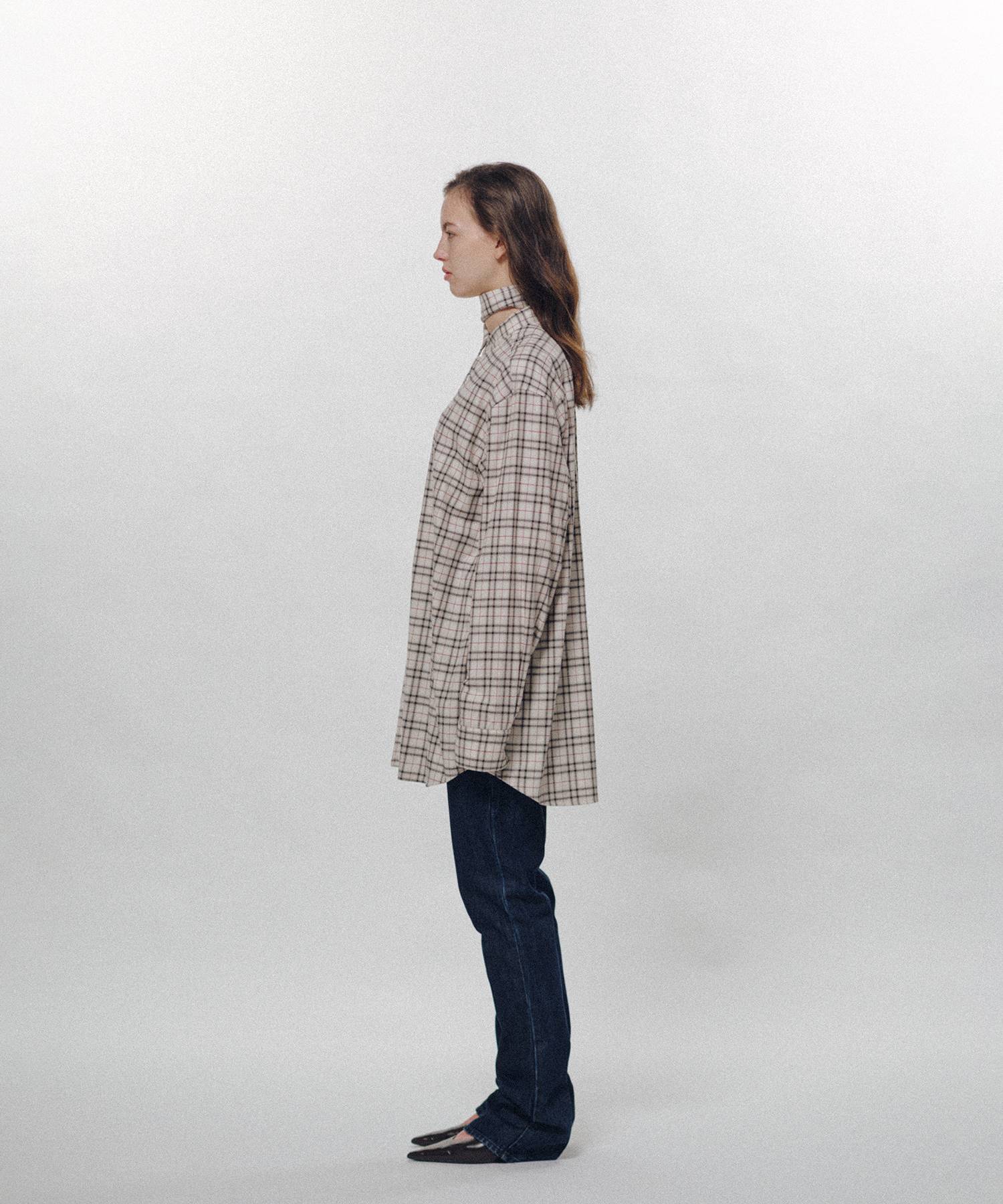 Check Long Collar Shirt