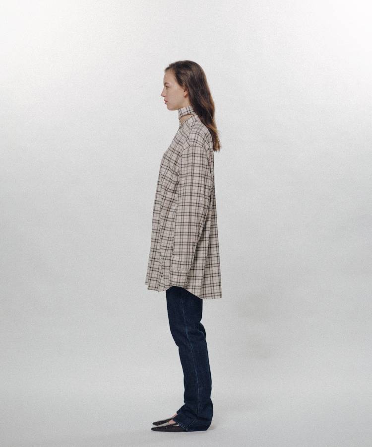 Check Long Collar Shirt