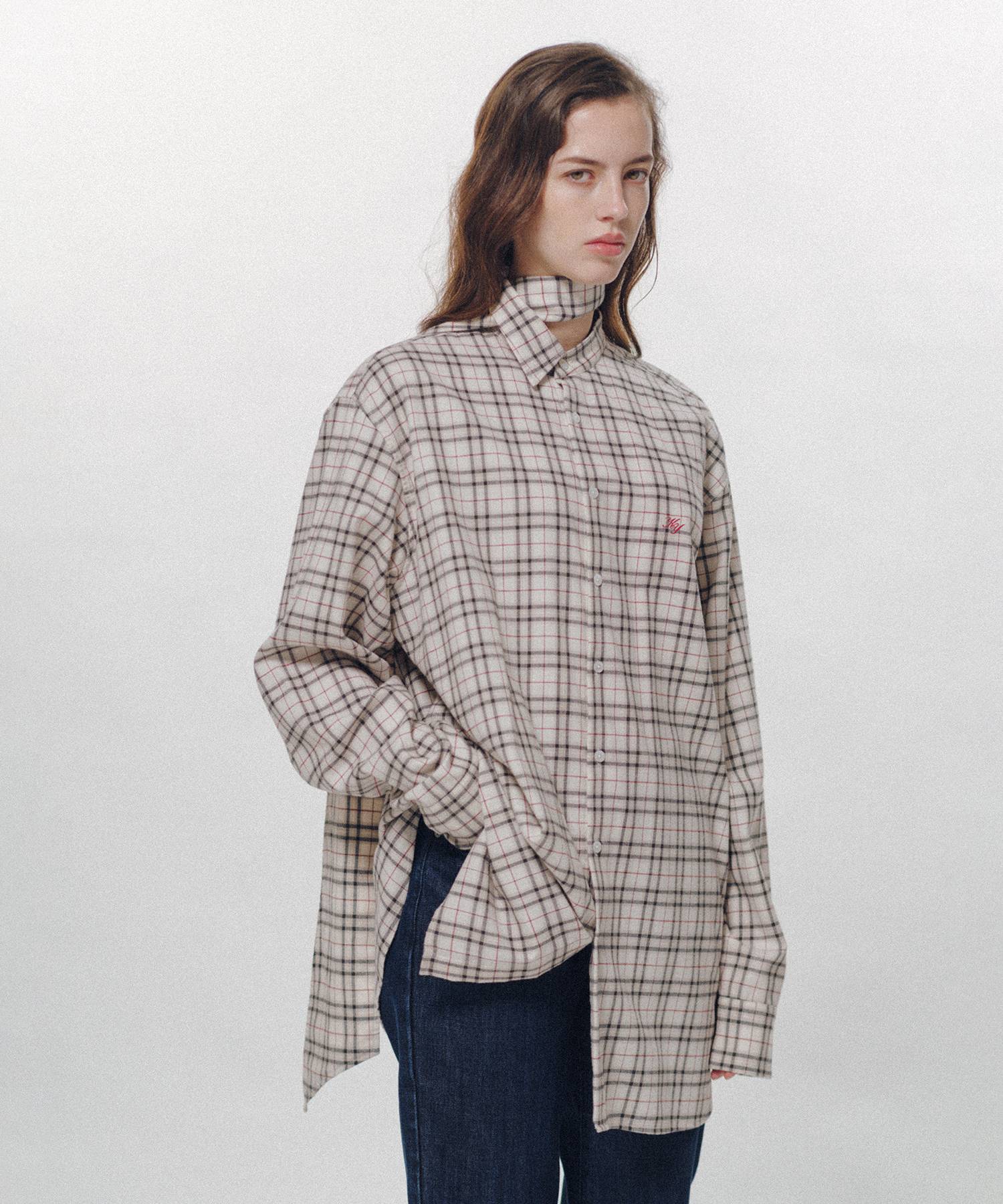 Check Long Collar Shirt