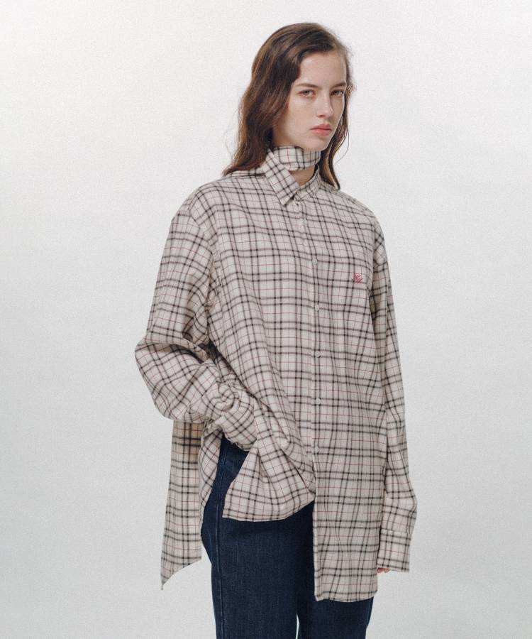 Check Long Collar Shirt