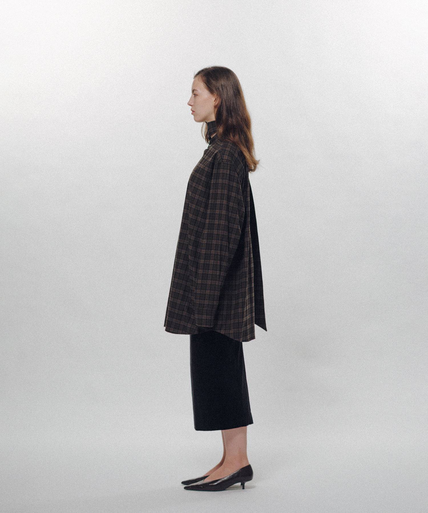 Check Long Collar Shirt