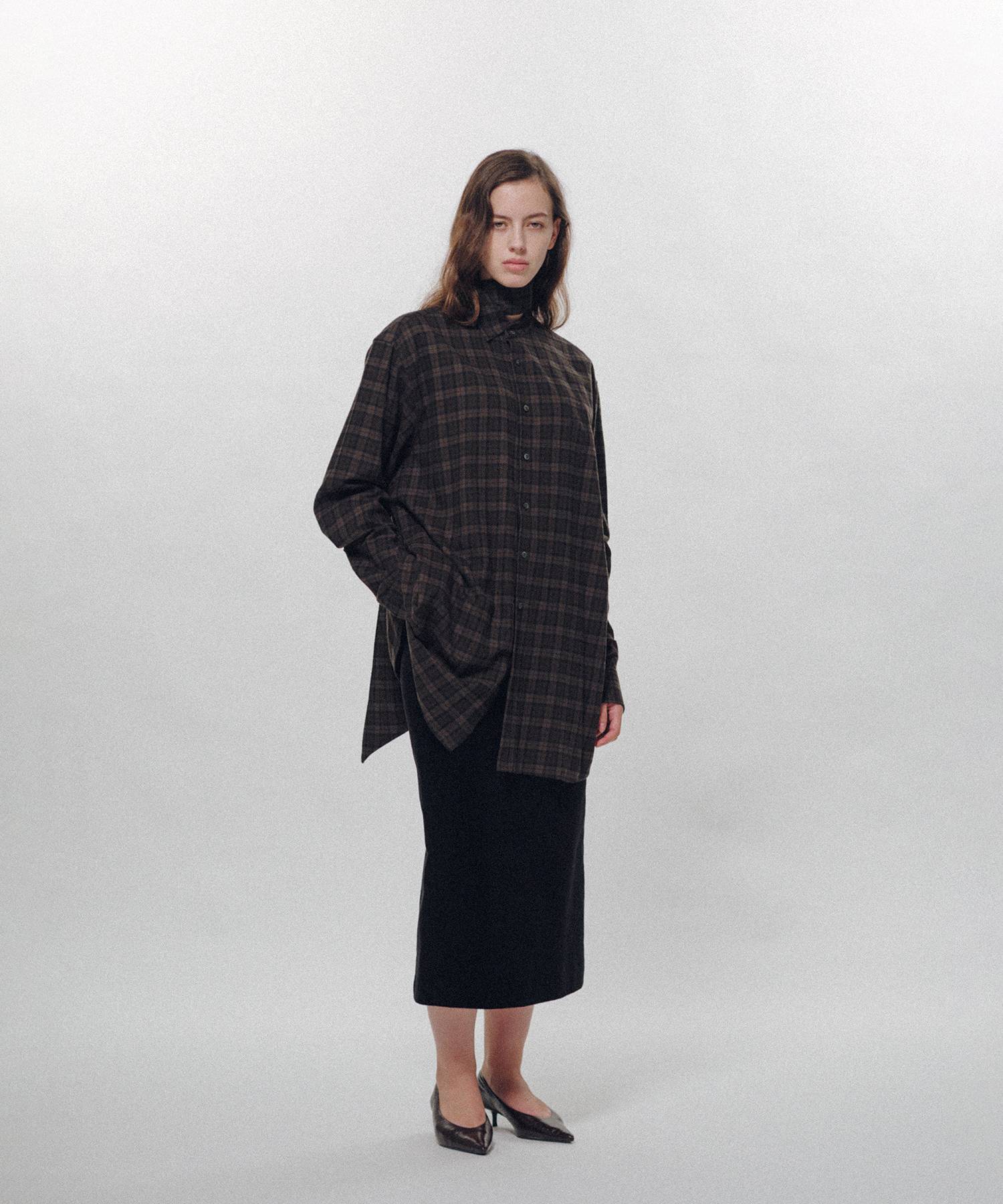 Check Long Collar Shirt