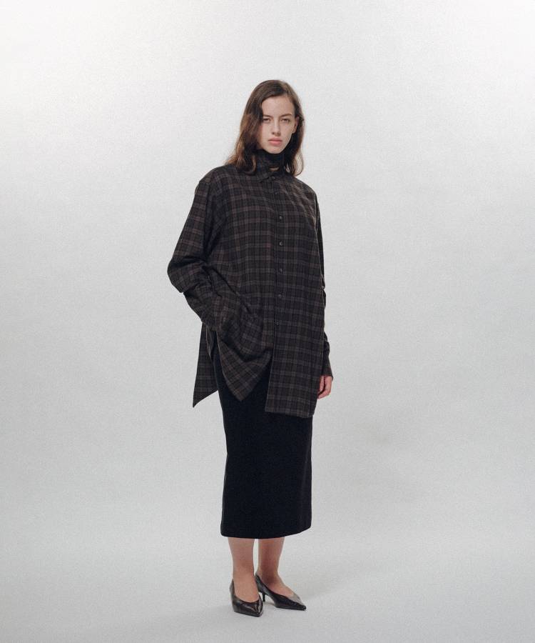 Check Long Collar Shirt