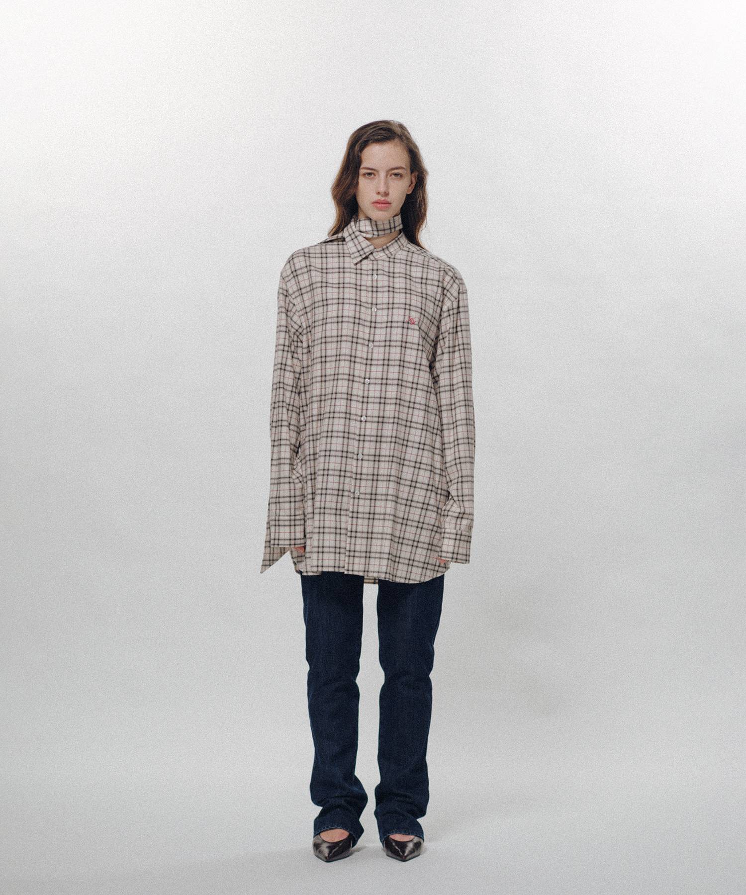 Check Long Collar Shirt