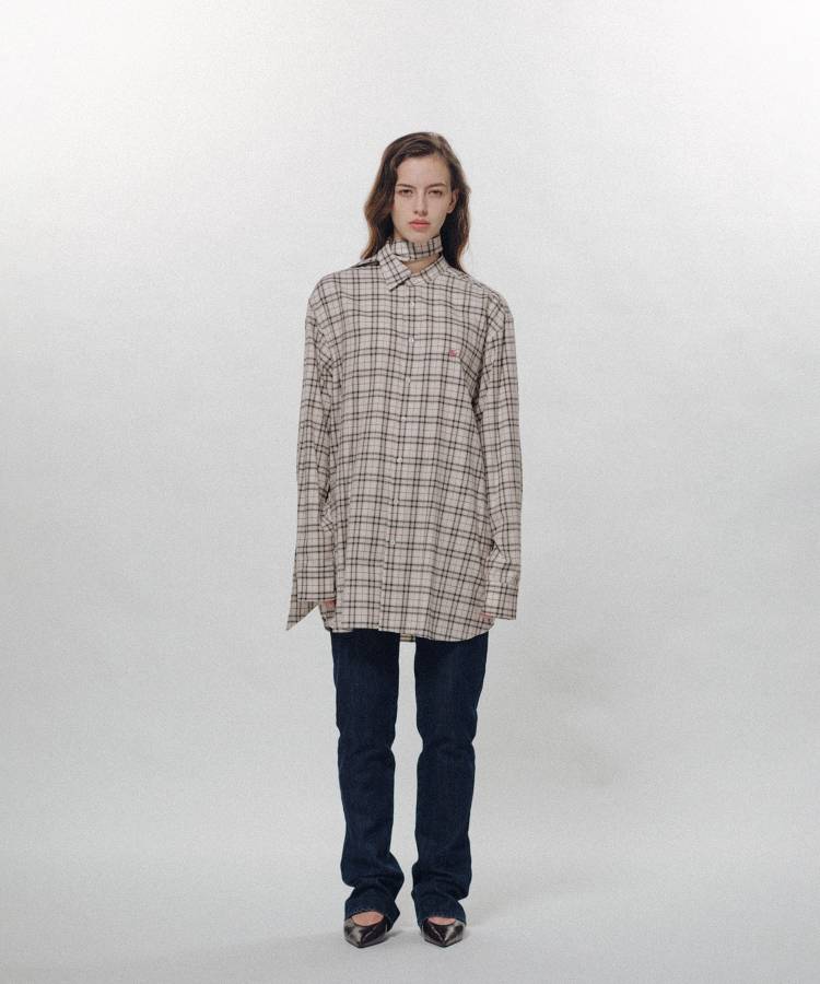 Check Long Collar Shirt