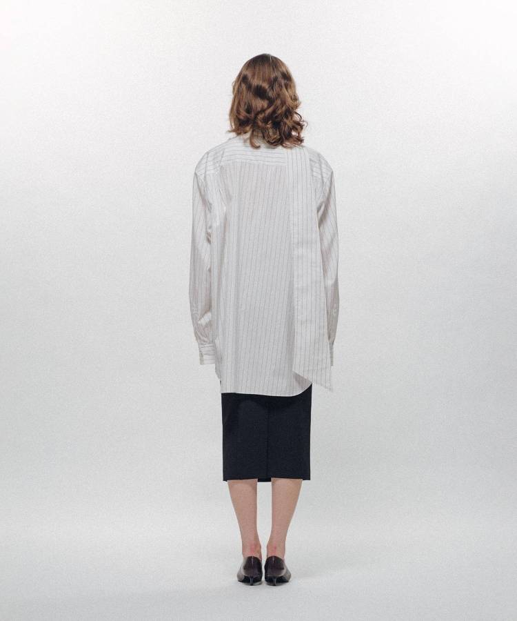 Stripe Long Collar Shirt