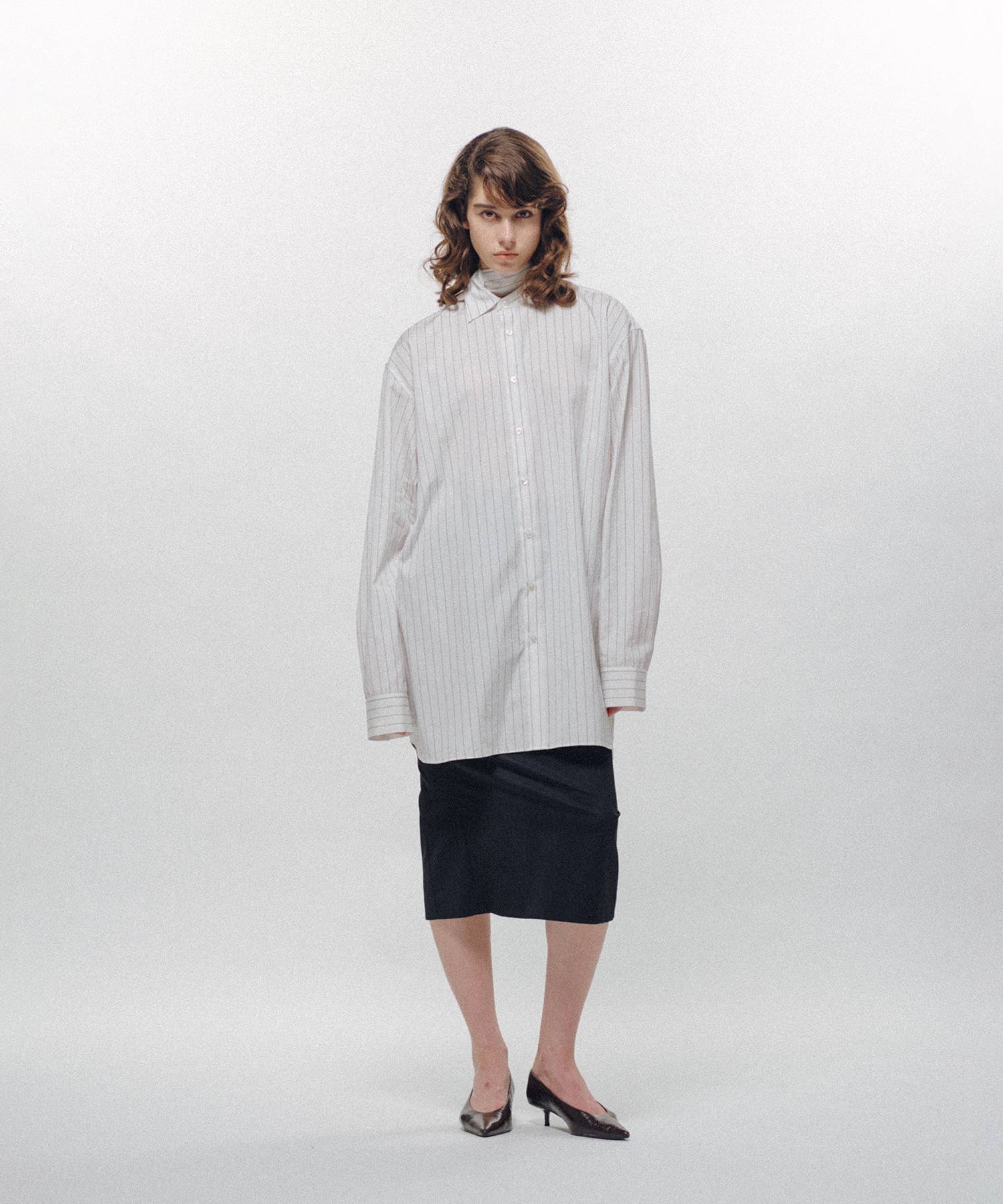 Stripe Long Collar Shirt