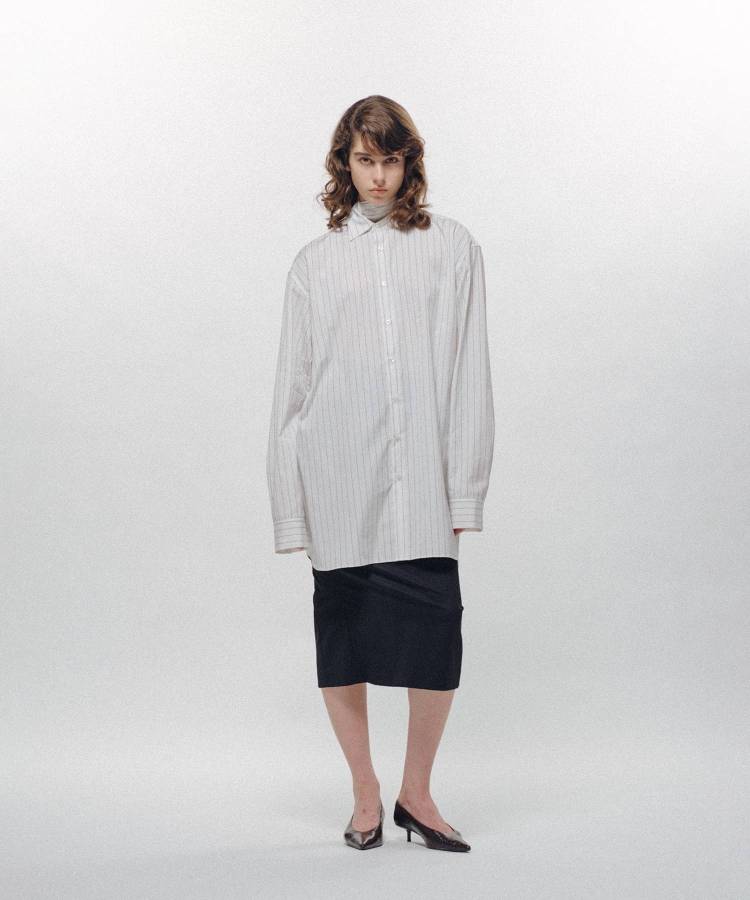 Stripe Long Collar Shirt