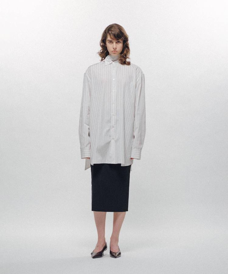 Stripe Long Collar Shirt
