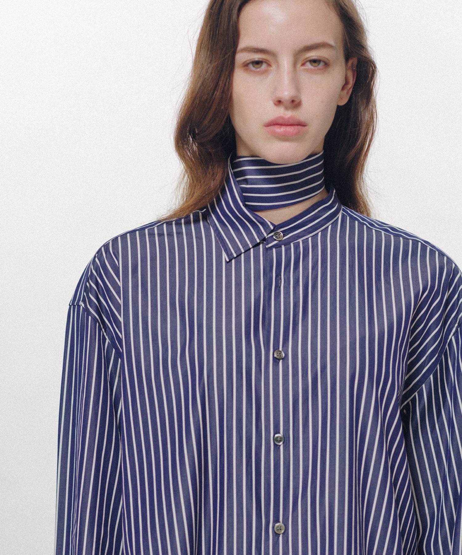 Stripe Long Collar Shirt