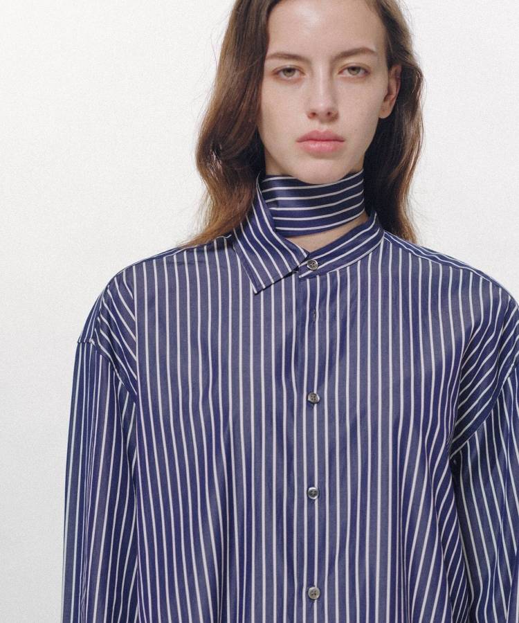 Stripe Long Collar Shirt