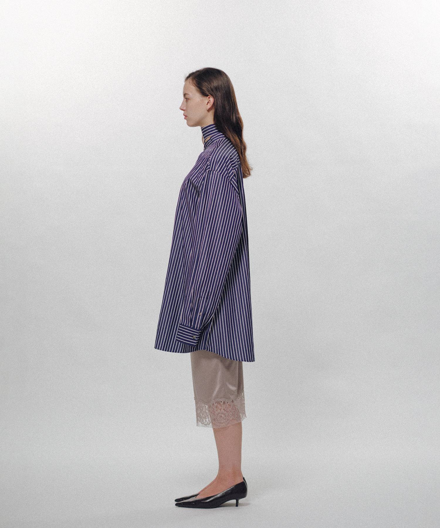 Stripe Long Collar Shirt