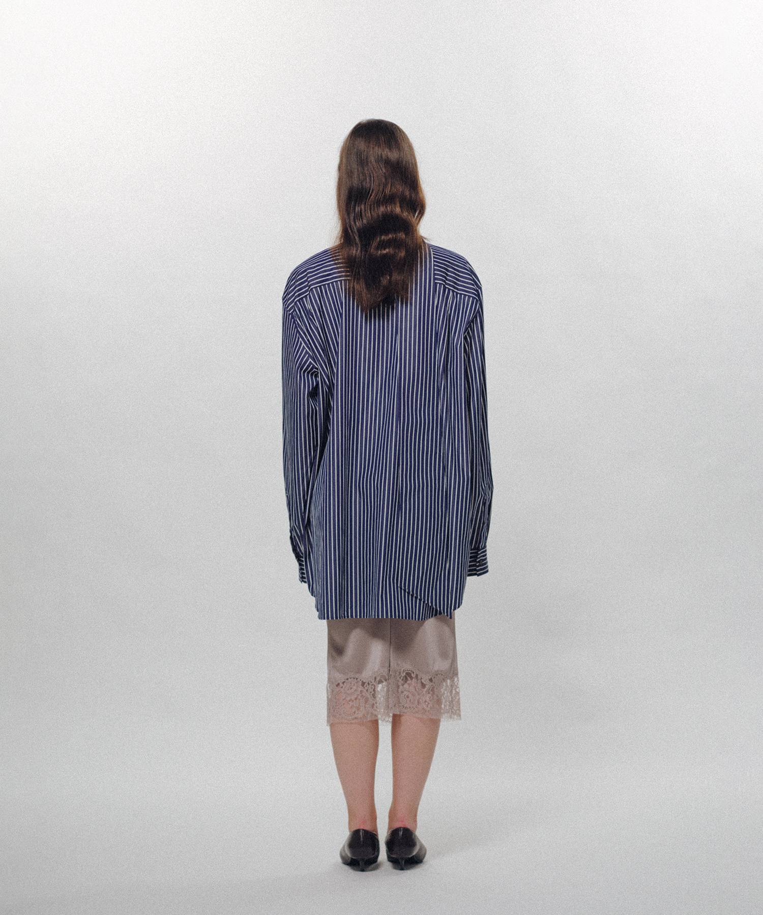 Stripe Long Collar Shirt